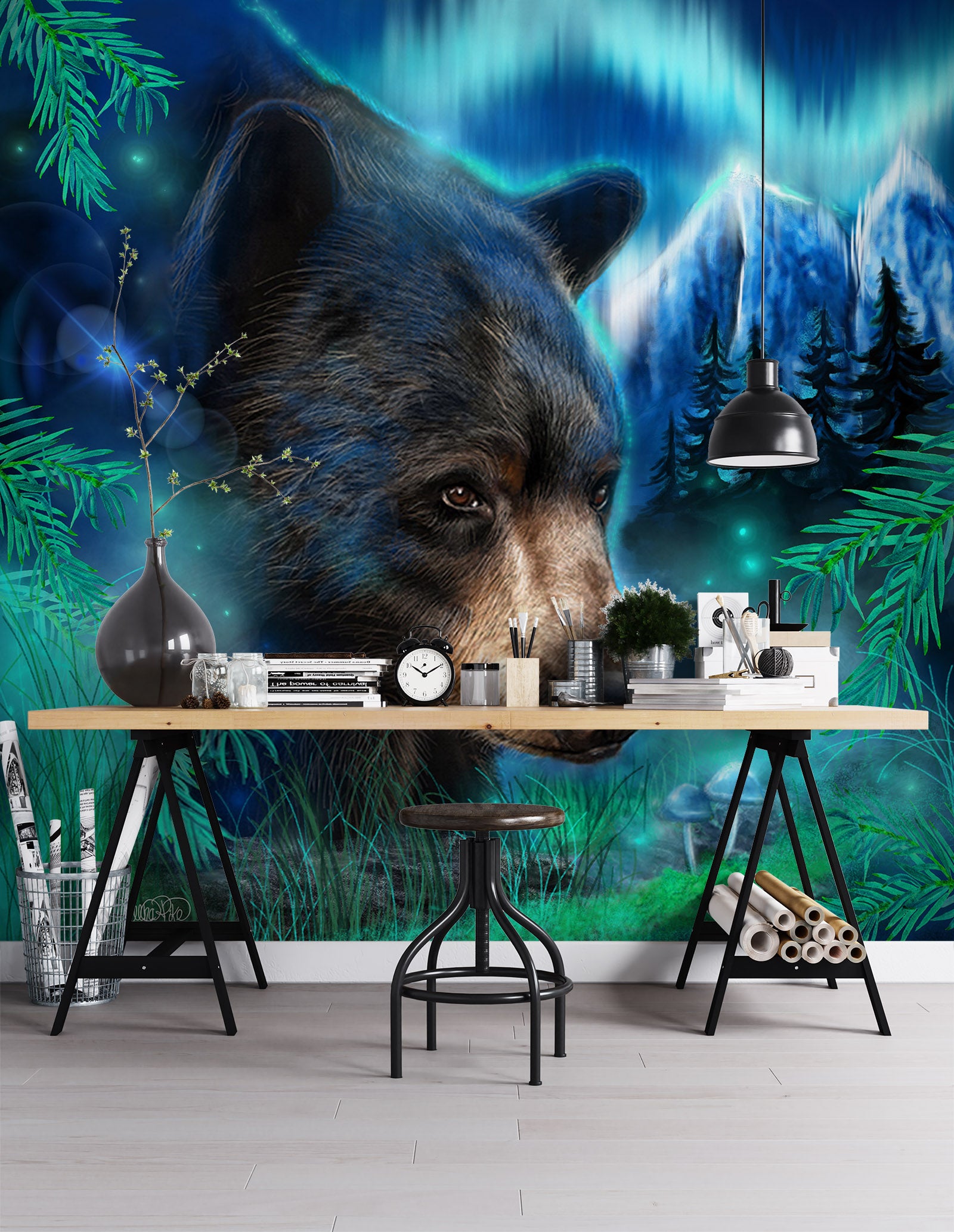 3D Aurora Bear 8411 Sheena Pike Wall Mural Wall Murals