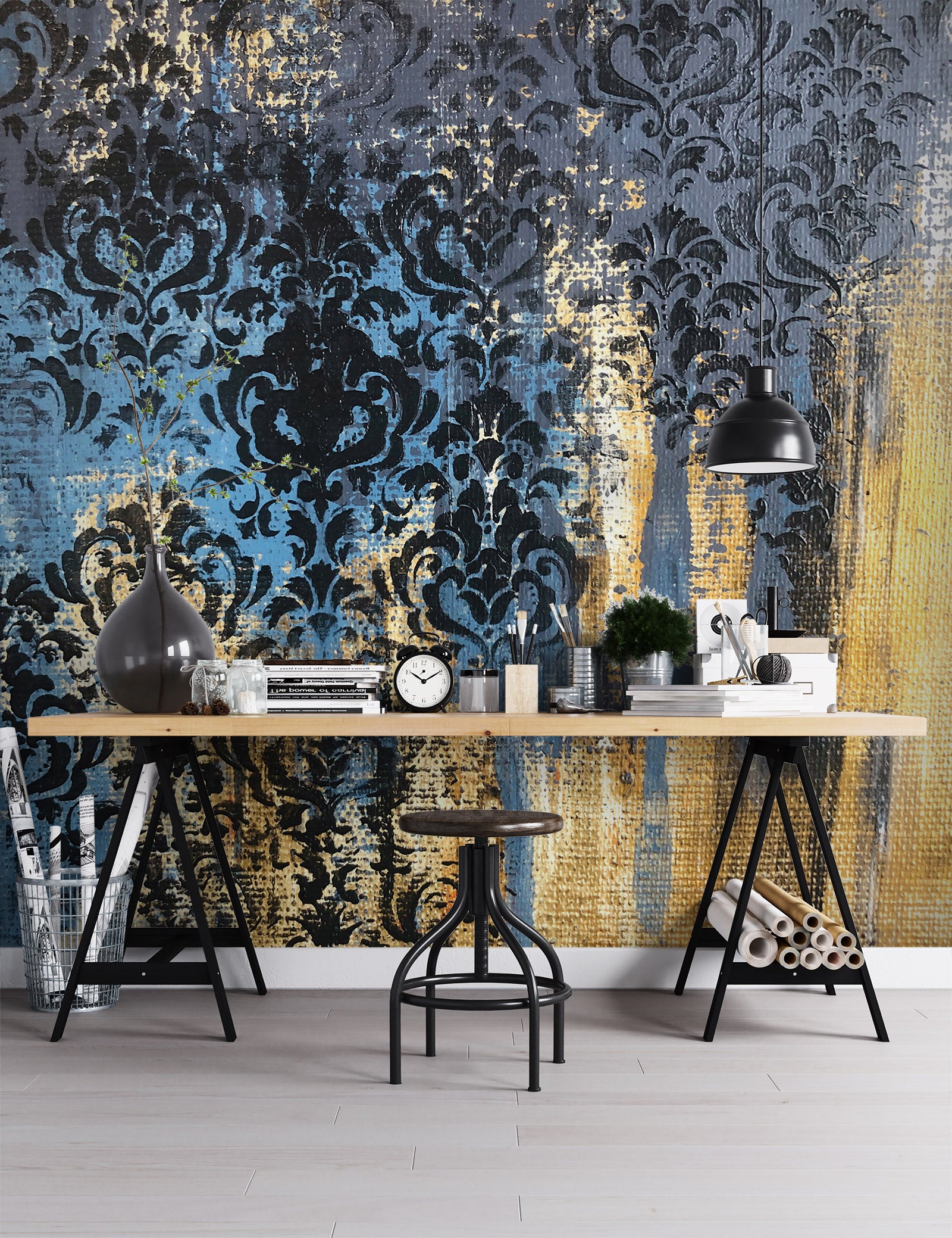 3D Blue Pattern Paint 205 Skromova Marina Wall Mural Wall Murals