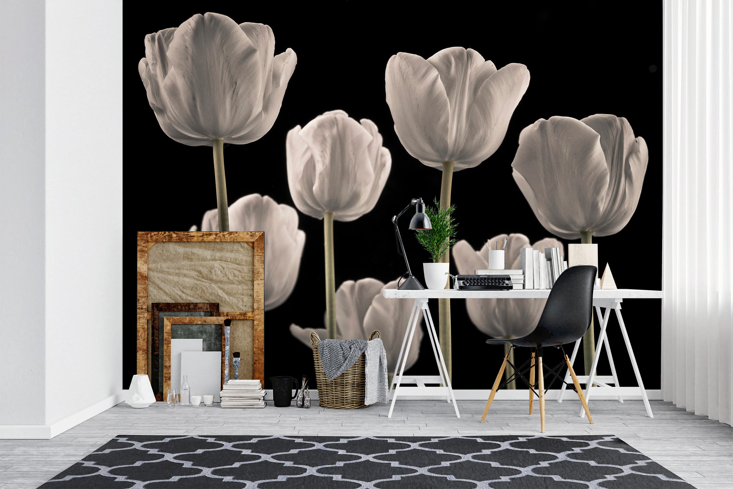 3D White Tulip 6109 Assaf Frank Wall Mural Wall Murals