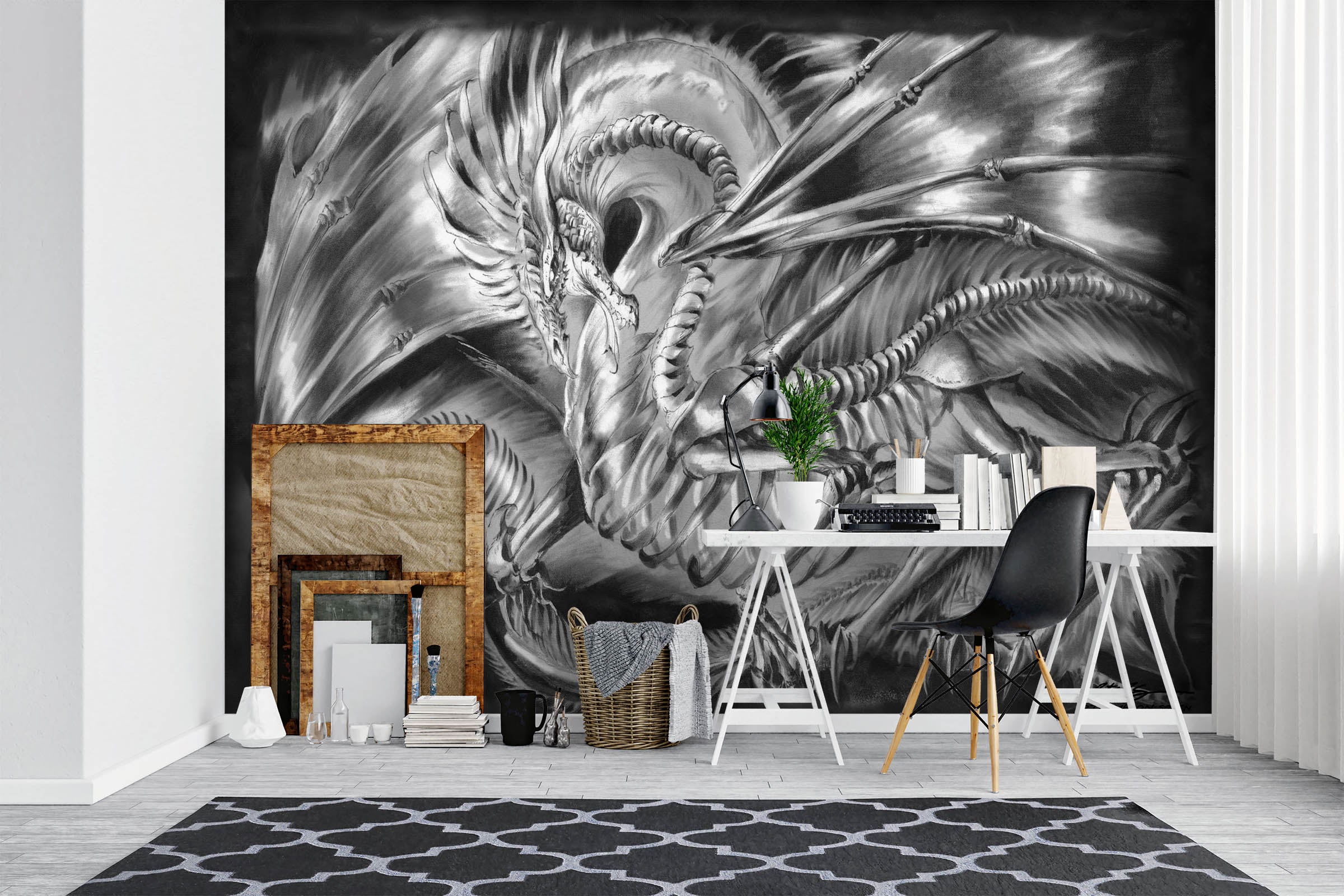 3D Gray Dragon 8104 Ruth Thompson Wall Mural Wall Murals