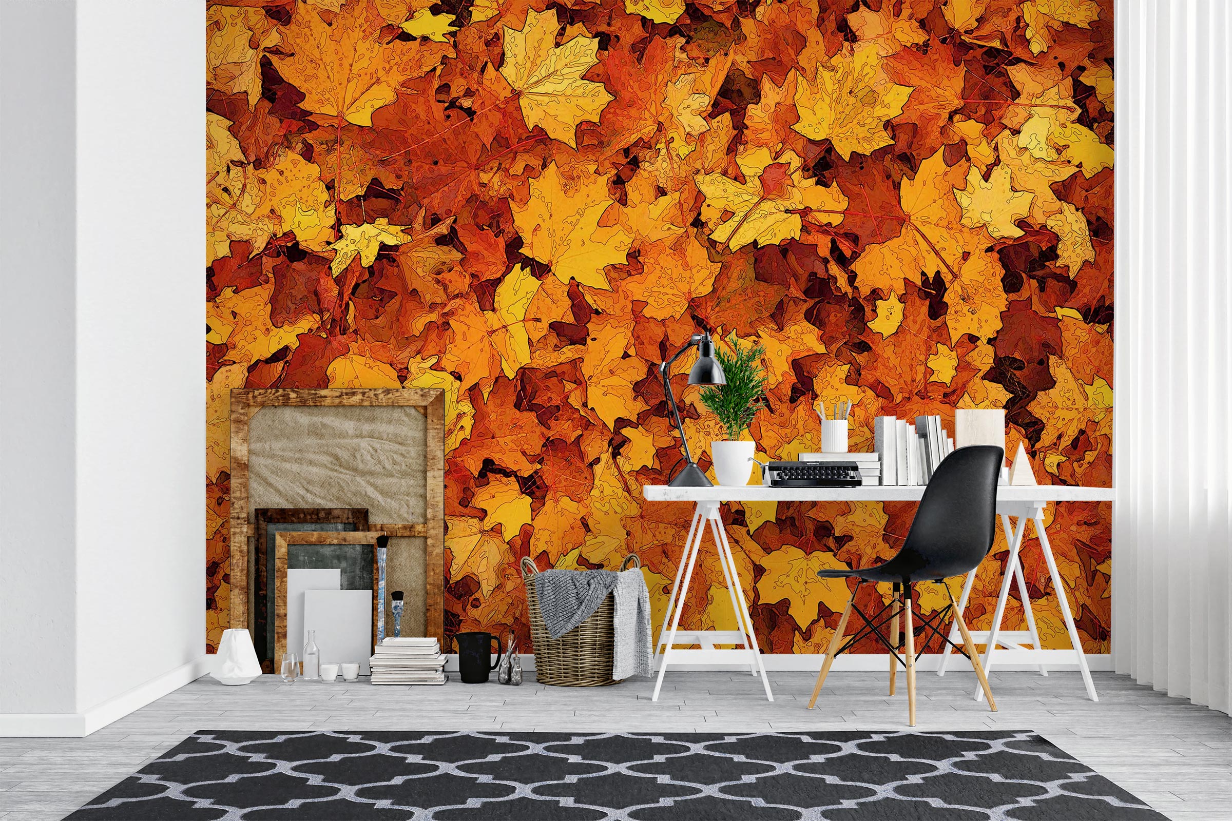 3D Yellow Autumn Fallen Leaves 90206 Alius Herb Wall Mural Wall Murals