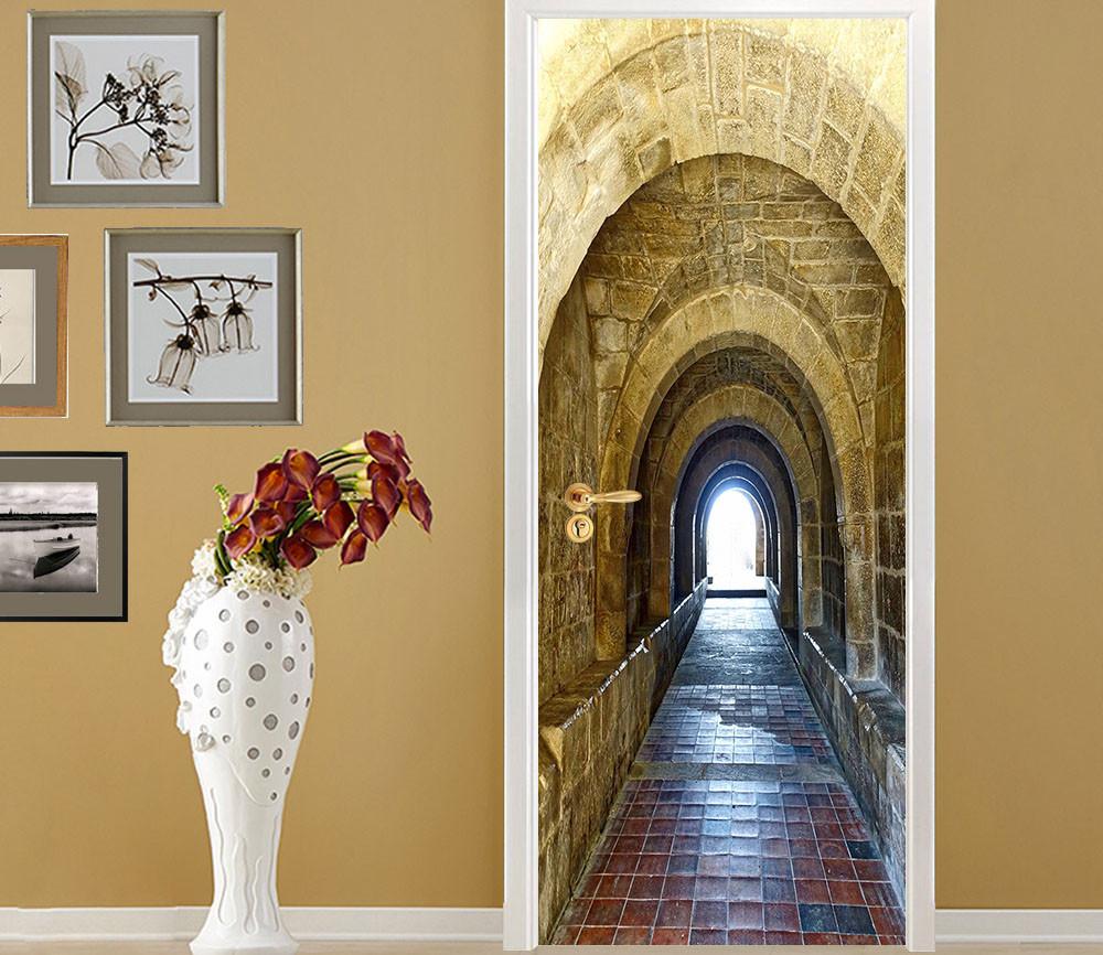 3D level of stone arch door mural Wallpaper AJ Wallpaper 