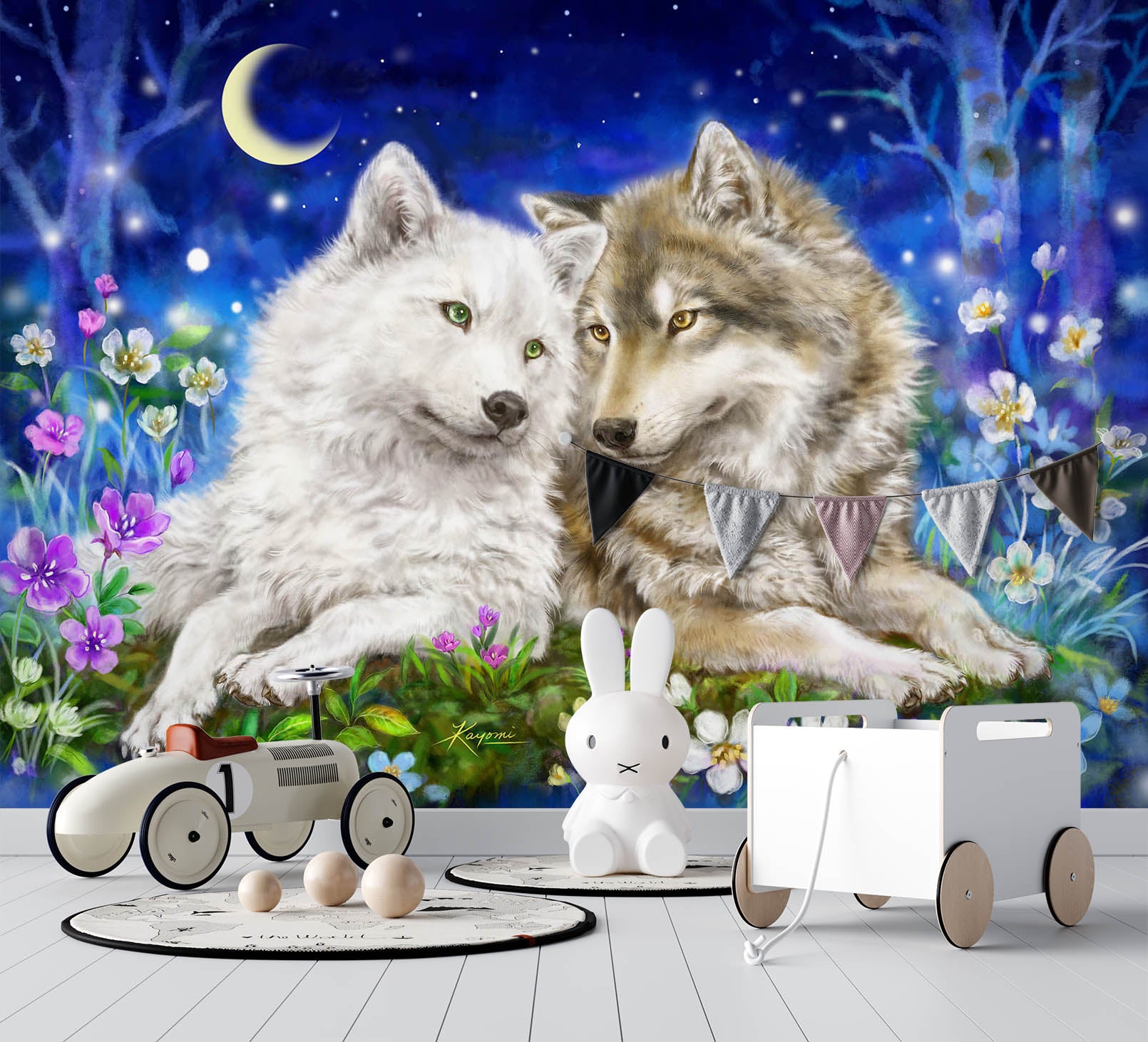 3D Wolf Couple 5525 Kayomi Harai Wall Mural Wall Murals