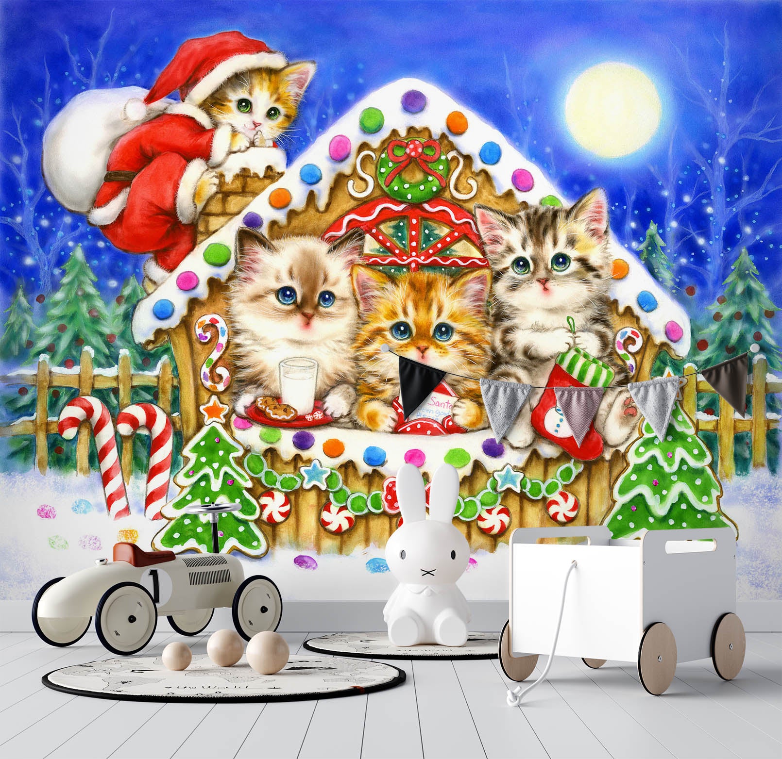 3D Christmas Cat House 5416 Kayomi Harai Wall Mural Wall Murals