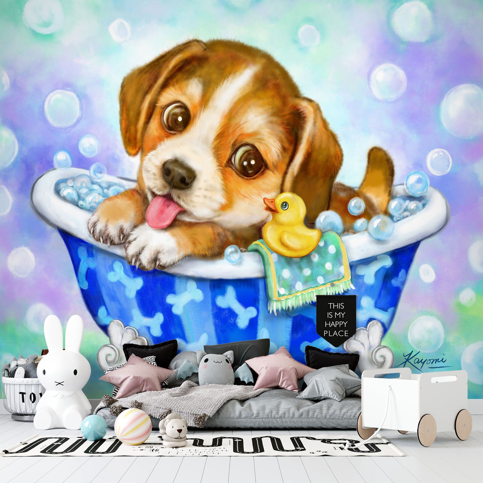 3D Bathtub Pet Dog 5407 Kayomi Harai Wall Mural Wall Murals