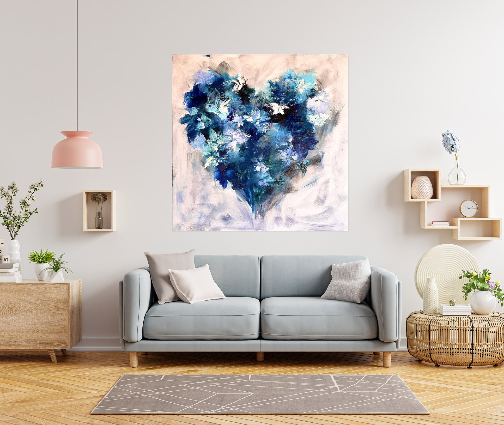 3D Blue Love Flower 806 Skromova Marina Wall Sticker