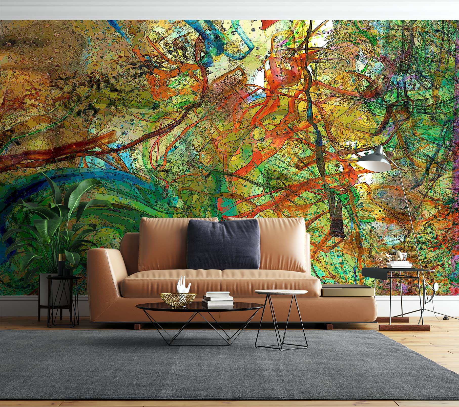 3D Green Abstract Jungle Painting 9107 Alius Herb Wall Mural Wall Murals