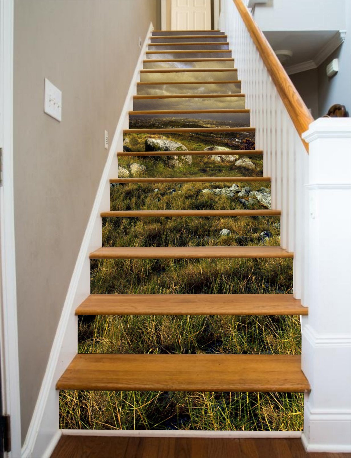 3D Grassland Stones 44 Stair Risers Wallpaper AJ Wallpaper 