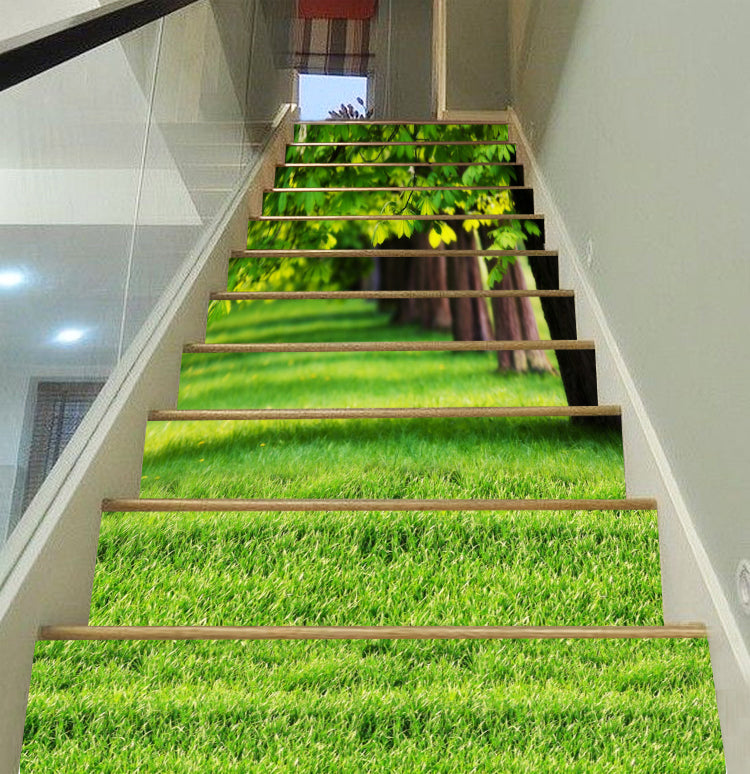 3D Clean Green Lawn 167 Stair Risers