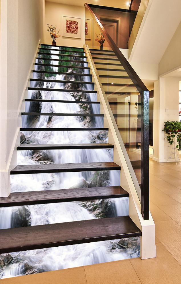 3D Rugged Stream 584 Stair Risers Wallpaper AJ Wallpaper 