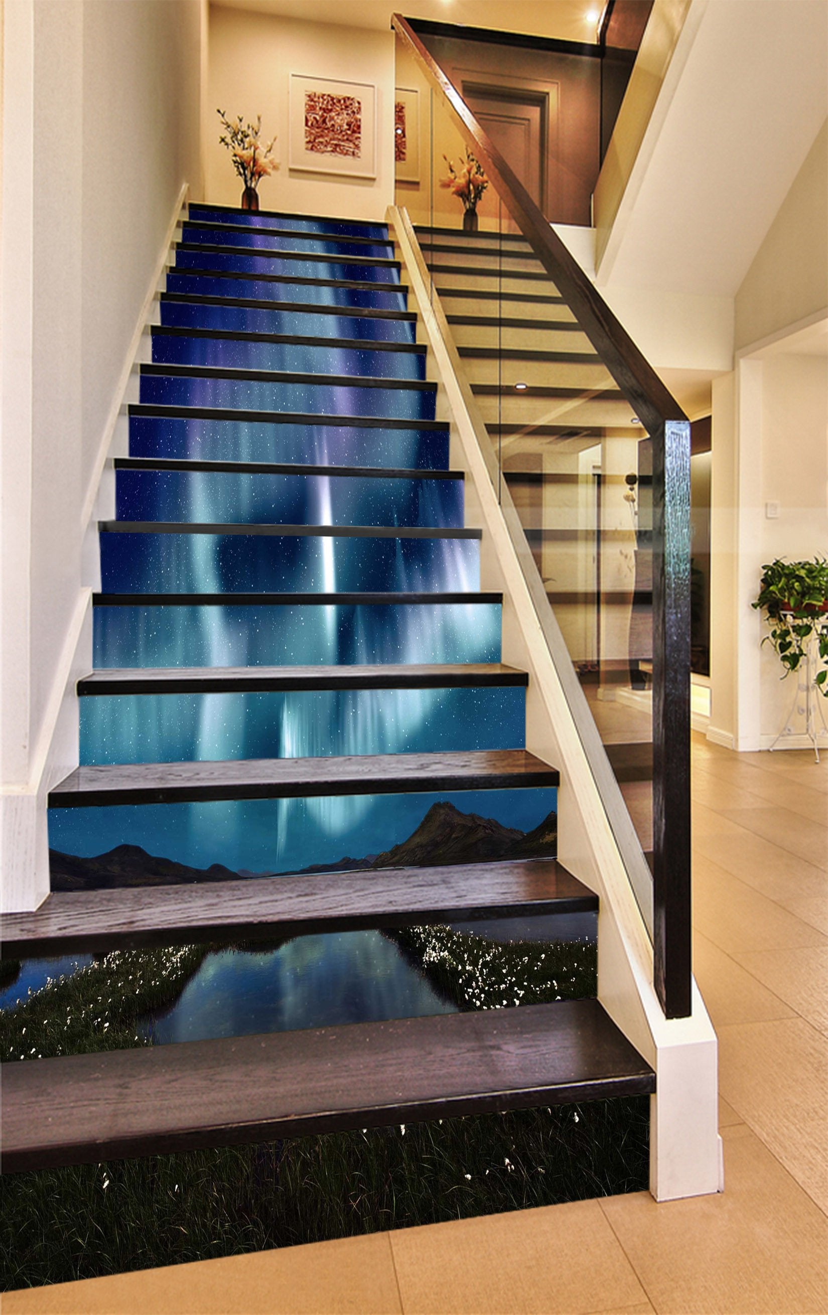 3D Stars Sky Aurora 1264 Stair Risers Wallpaper AJ Wallpaper 