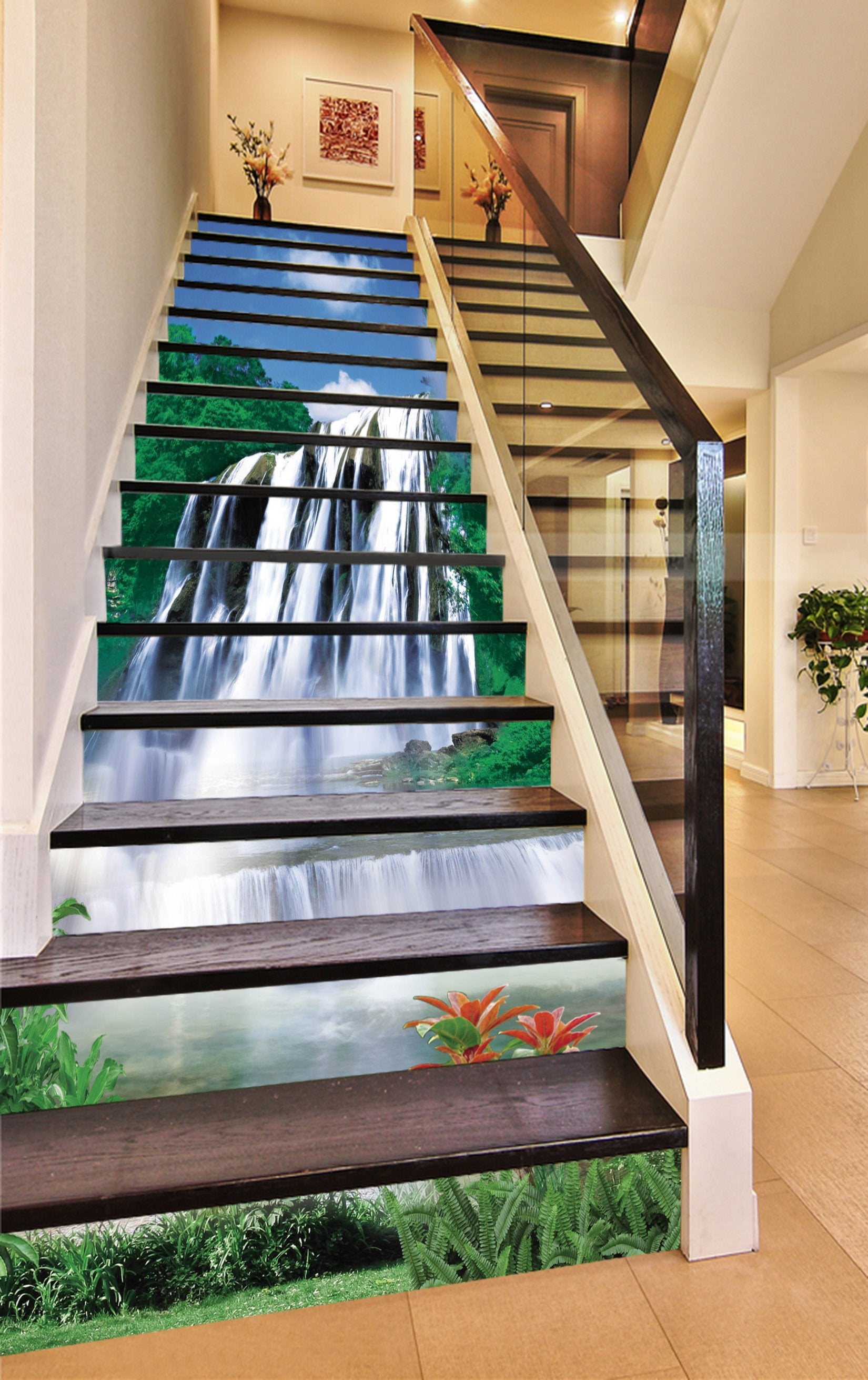 3D Waterfall 767 Stair Risers Wallpaper AJ Wallpaper 