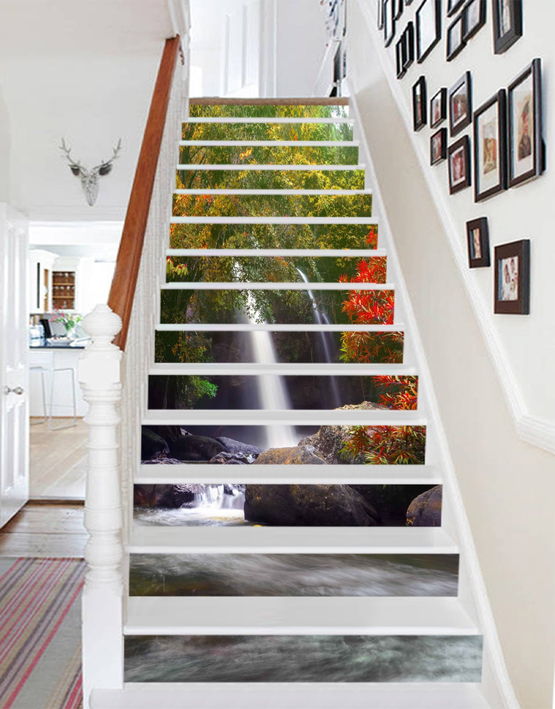 3D Waterfall Color Trees 875 Stair Risers Wallpaper AJ Wallpaper 