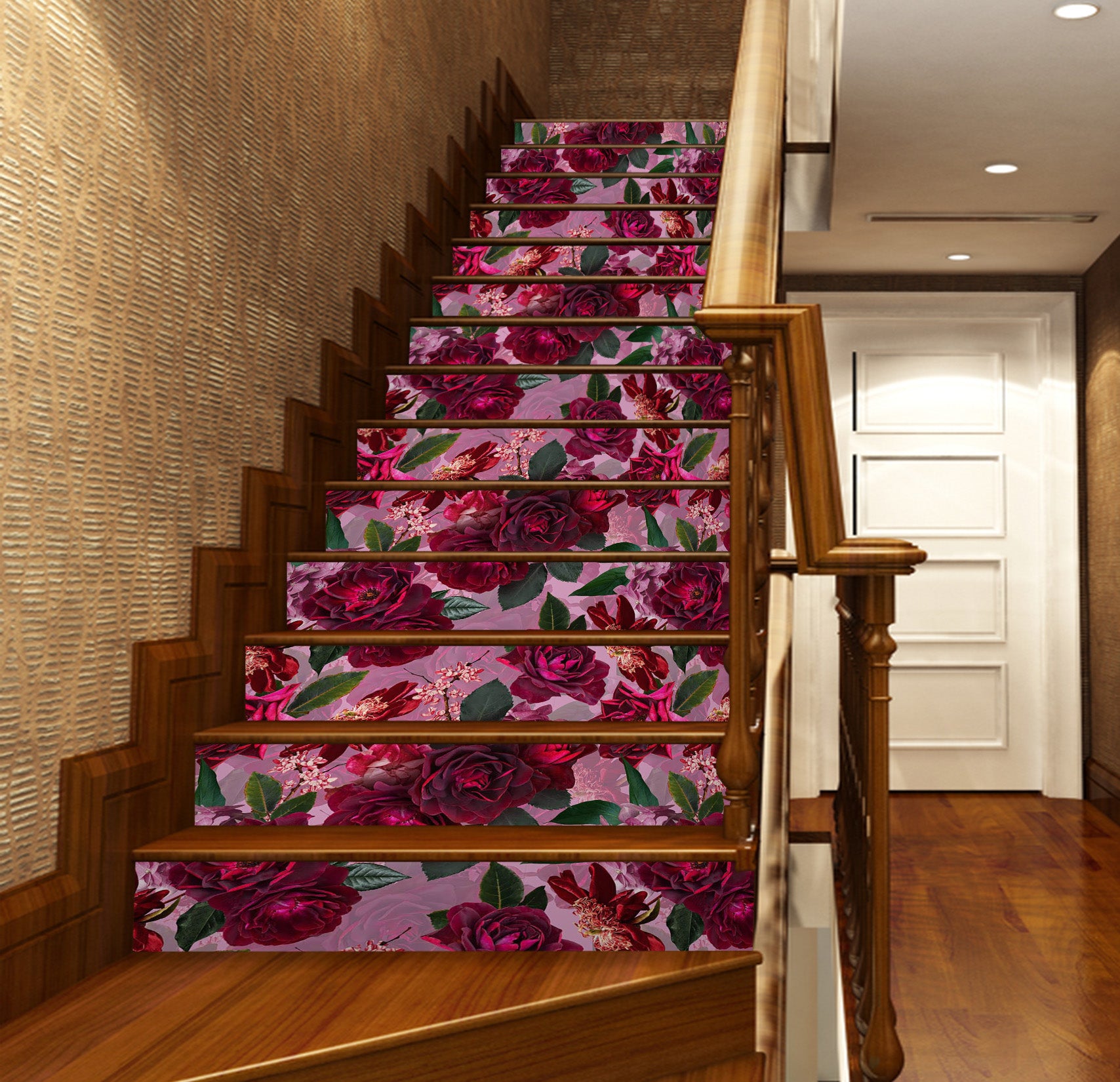 3D Pink Red Flower Pattern 103221 Uta Naumann Stair Risers