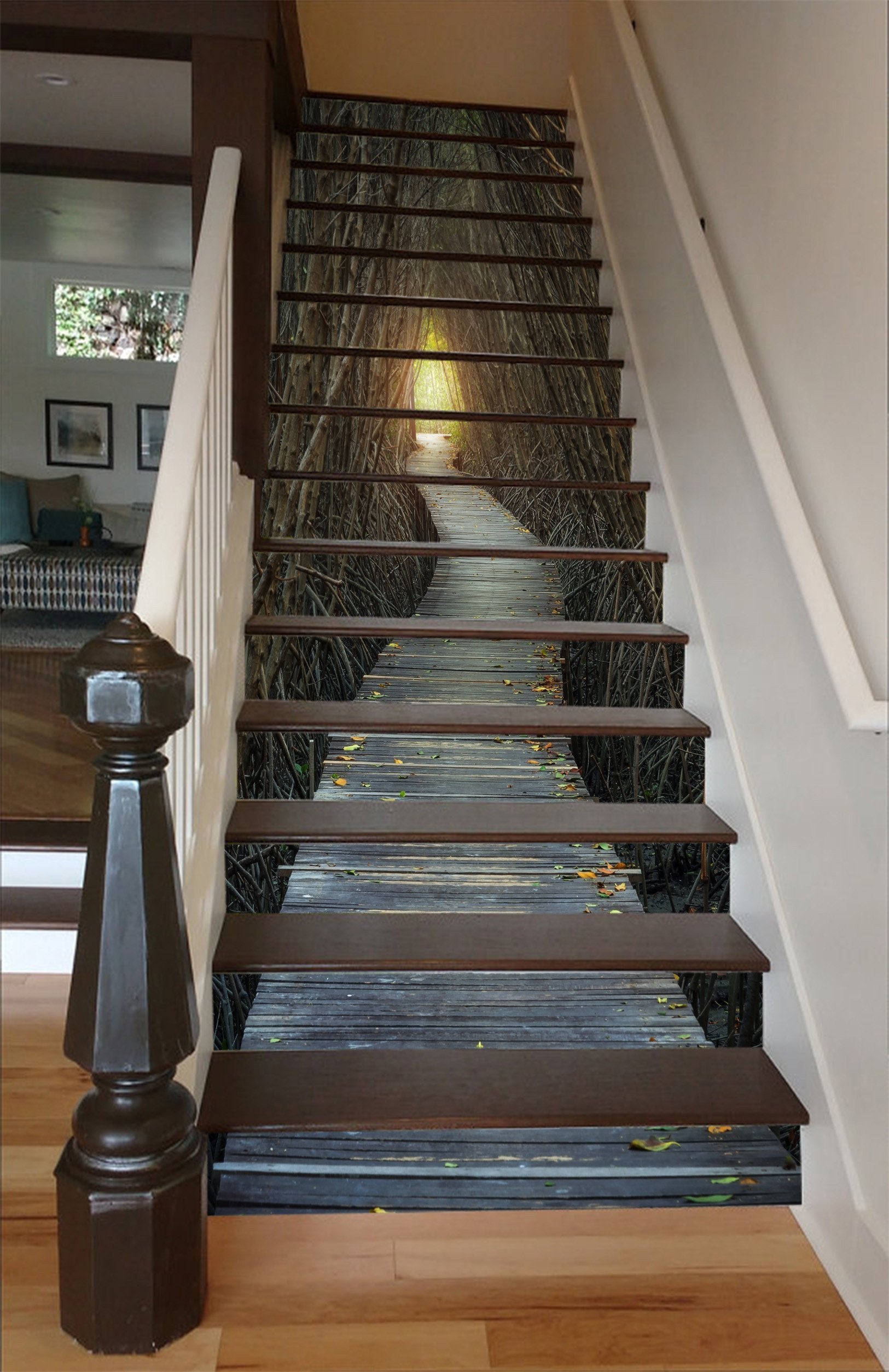 contemporary wood stair risers