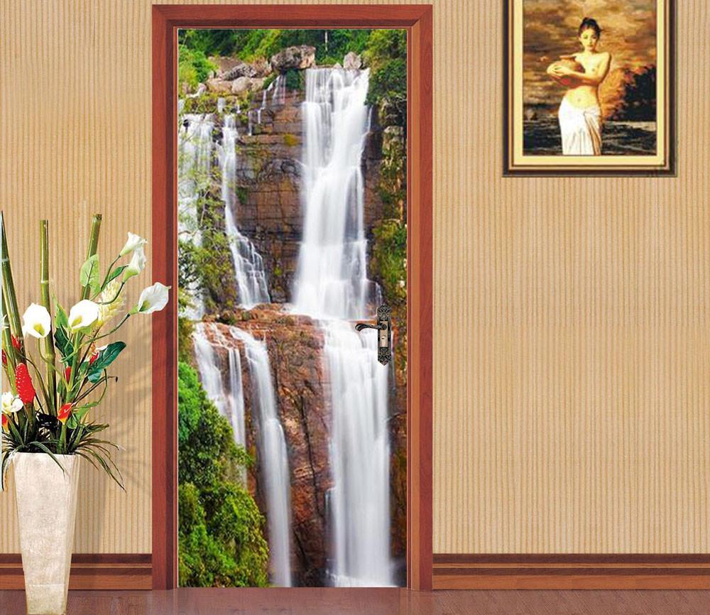 3D waterfall landscape door mural Wallpaper AJ Wallpaper 