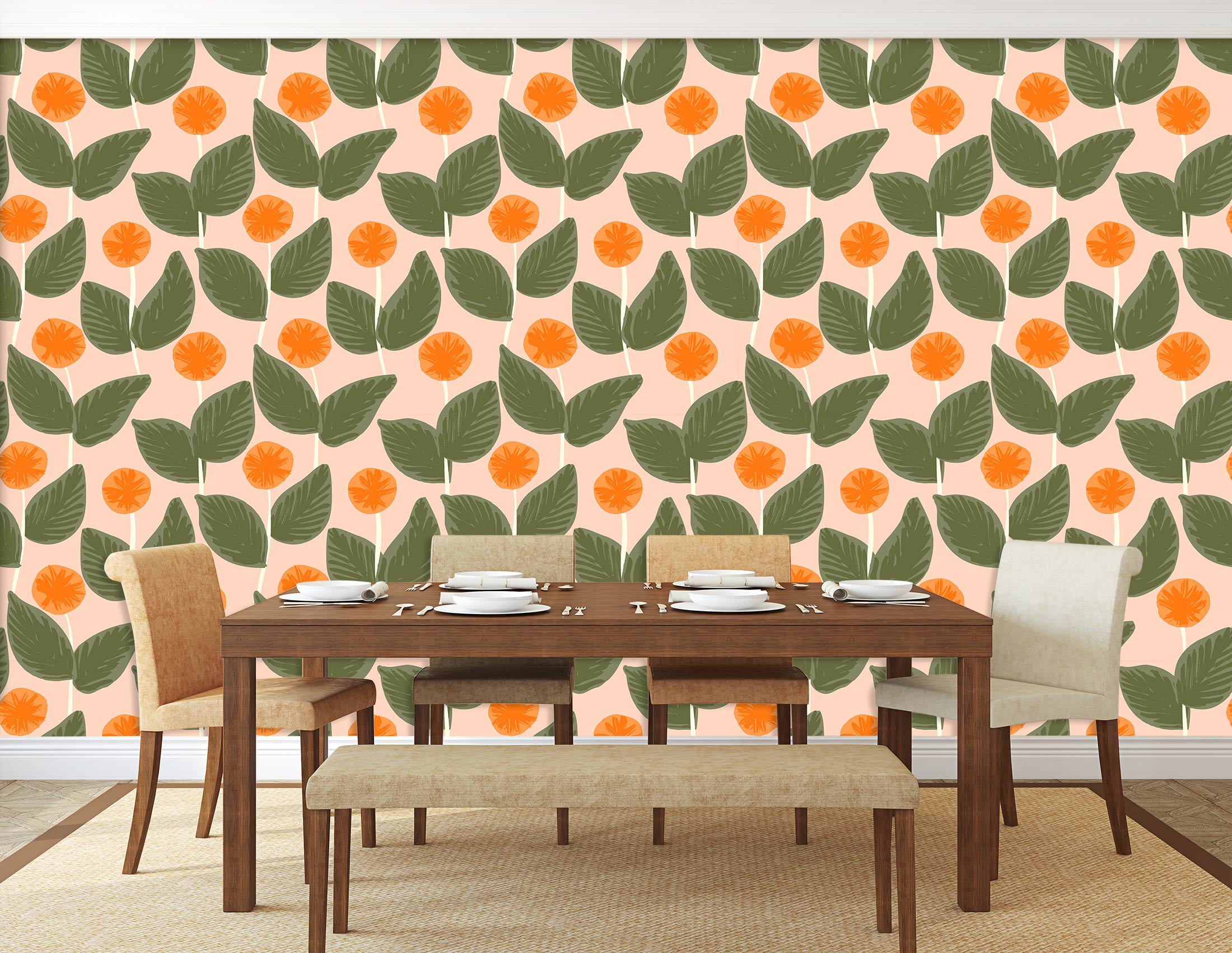 3D Polka Dot Leaves 12089 Kashmira Jayaprakash Wall Mural Wall Murals