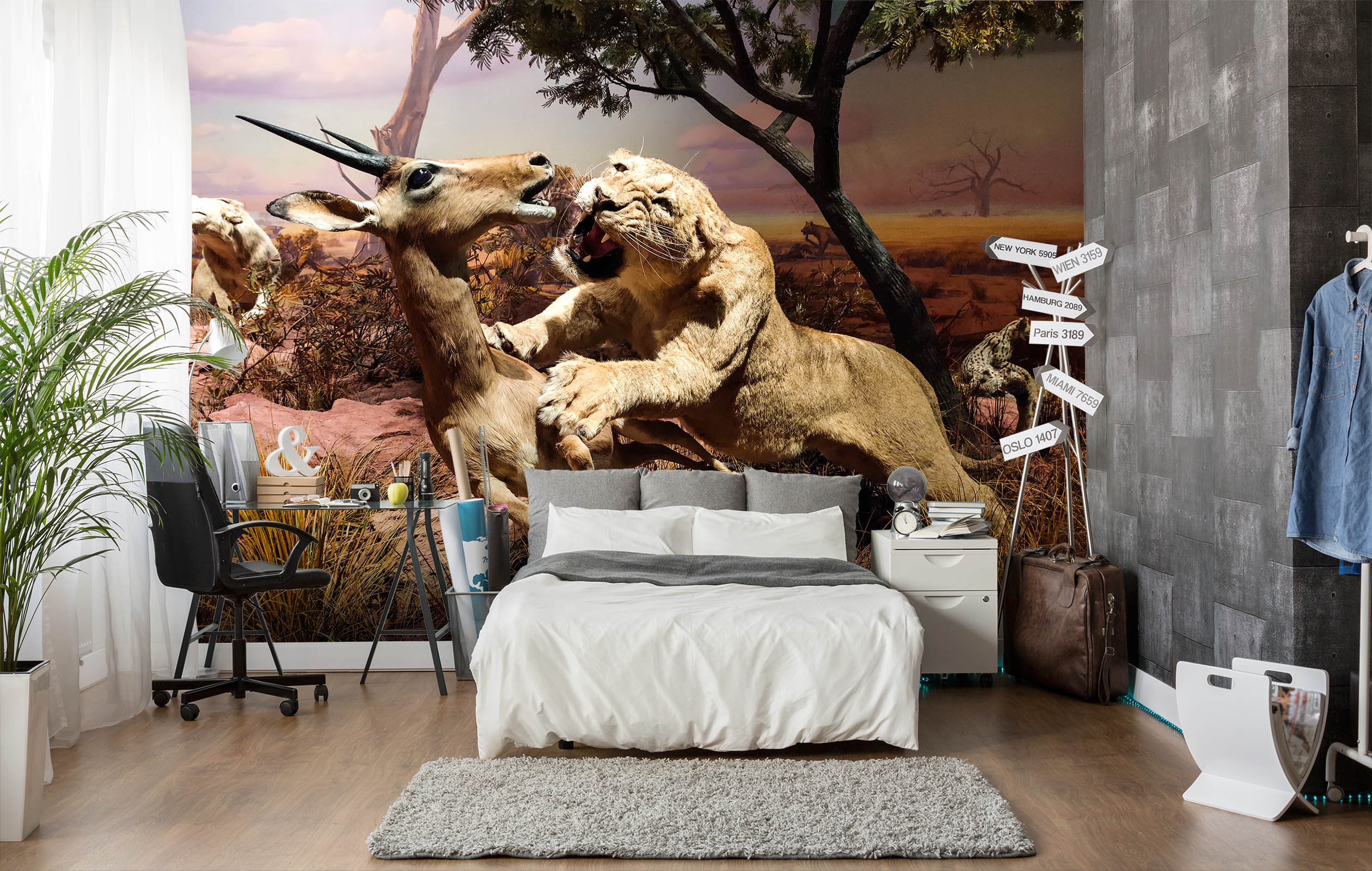 3D Lion Prey 423 Wall Murals