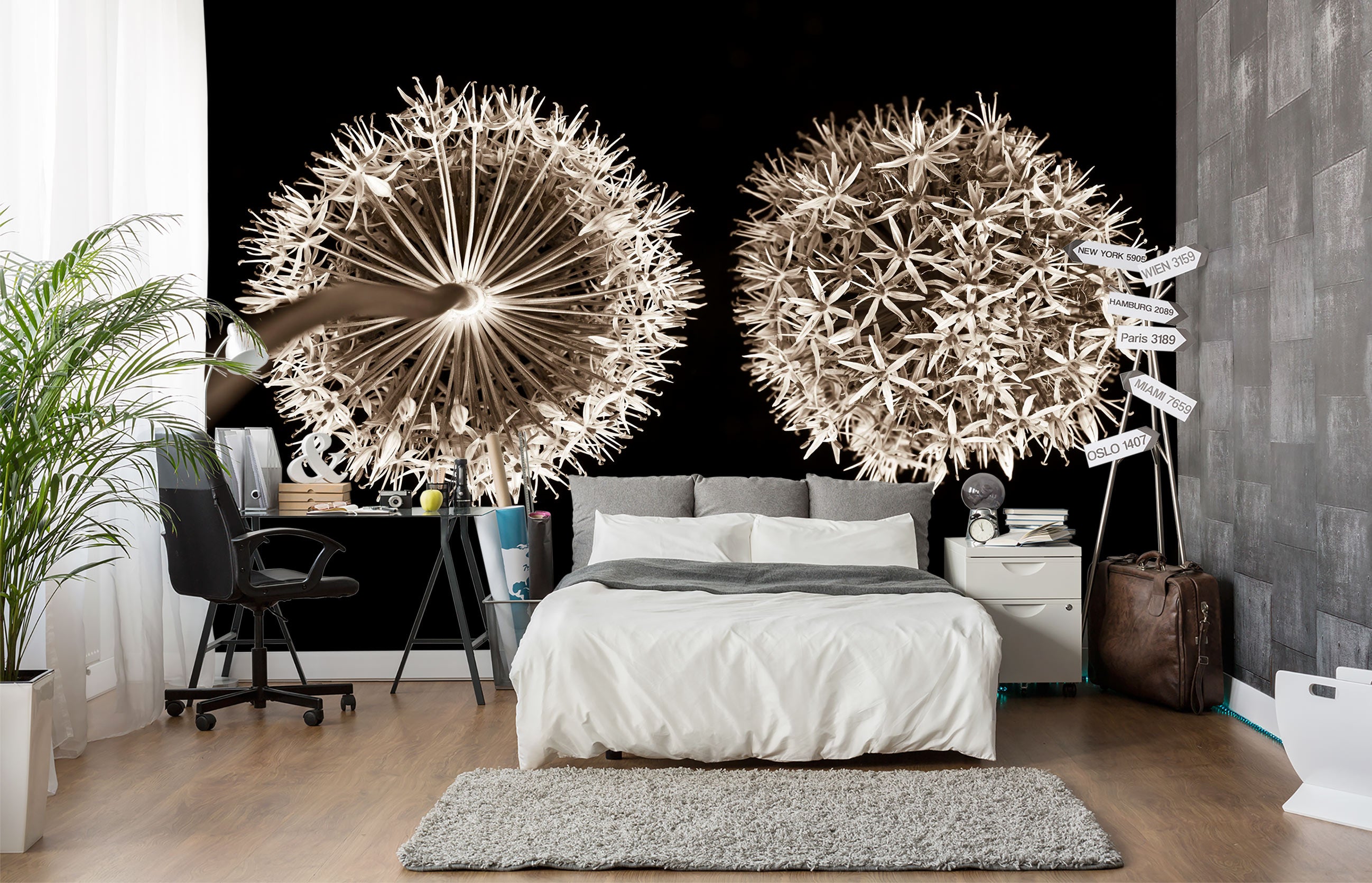 3D Gray Dandelion 6201 Assaf Frank Wall Mural Wall Murals