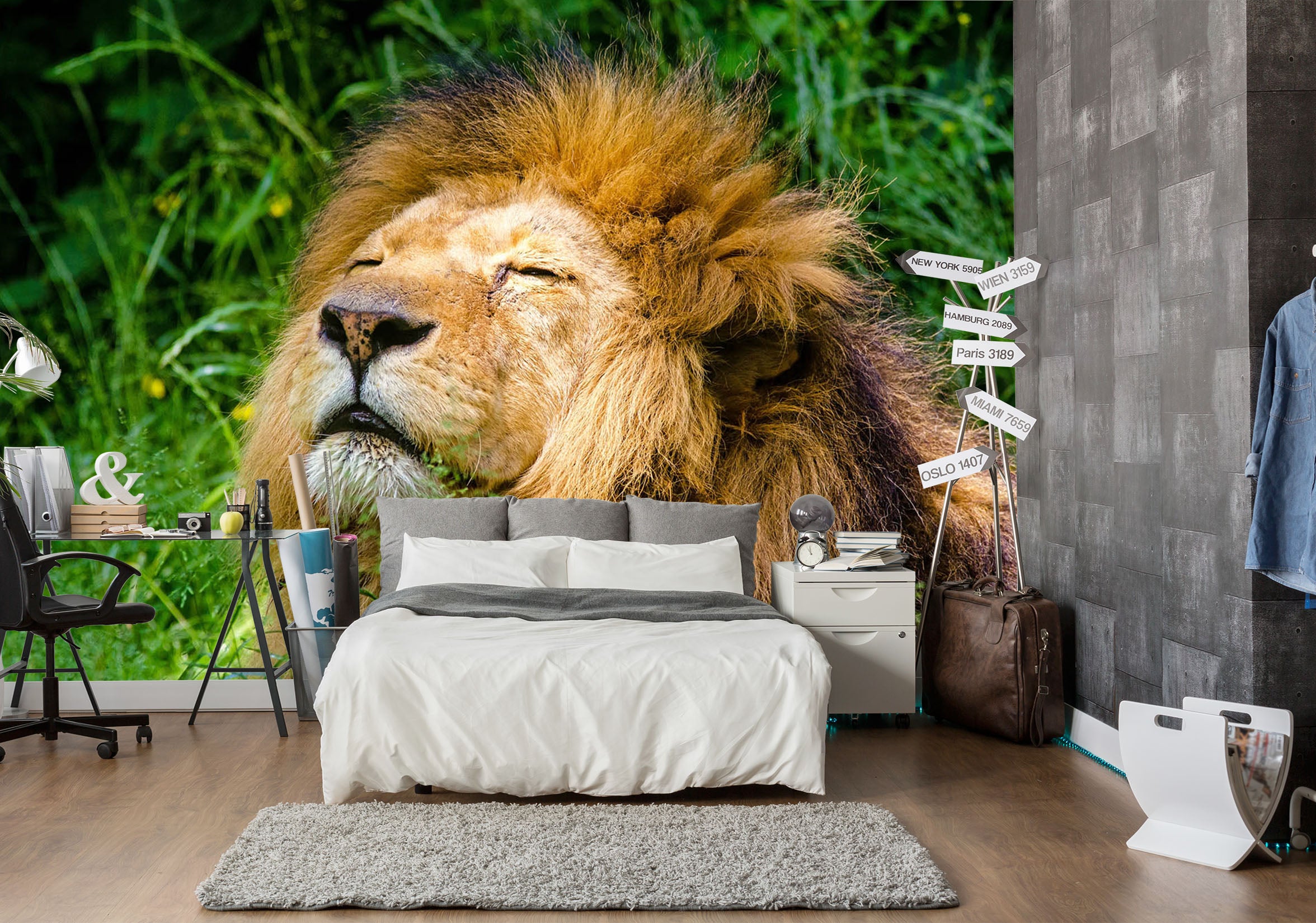 3D Big Lion 129 Wall Murals