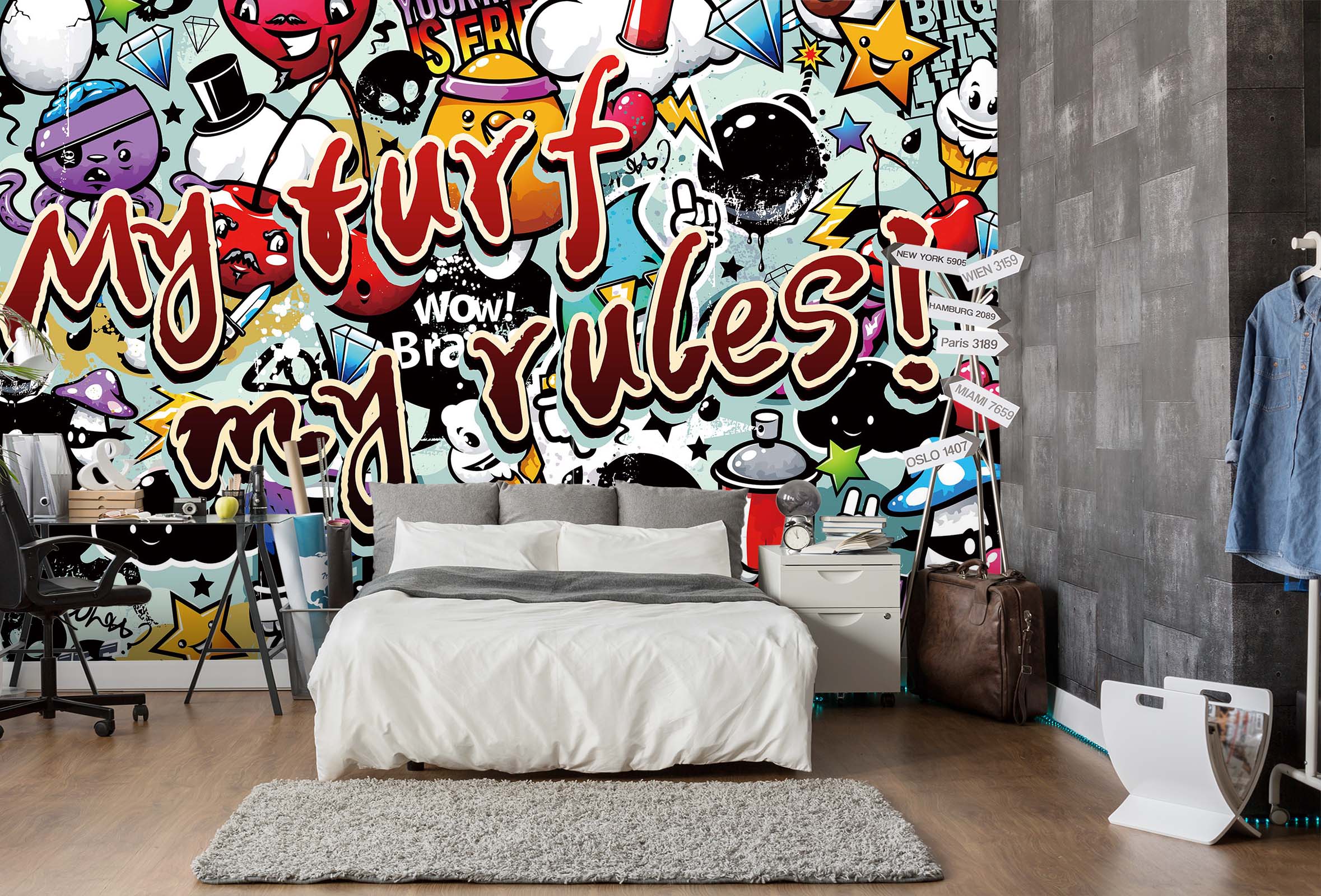 3D Doodle Monster 068 Wall Murals