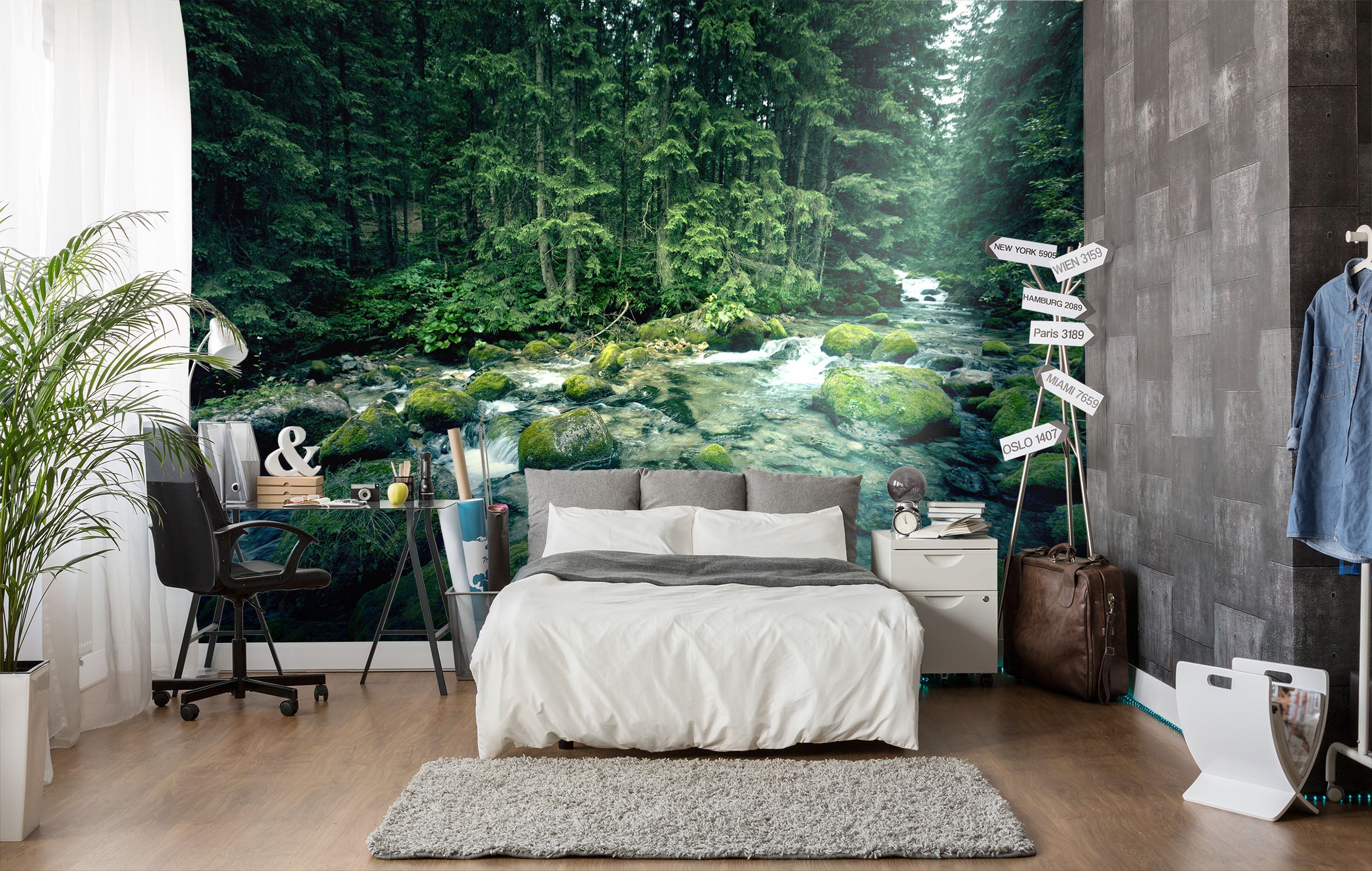 3D Forest Moss Stone 101 Wall Murals