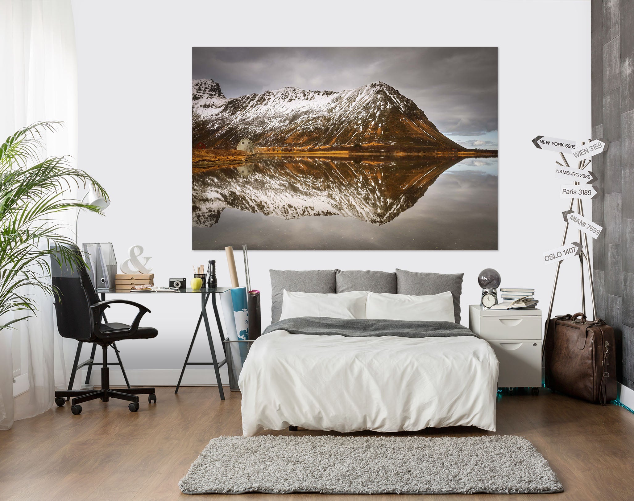 3D Mountain Reflected 102 Marco Carmassi Wall Sticker