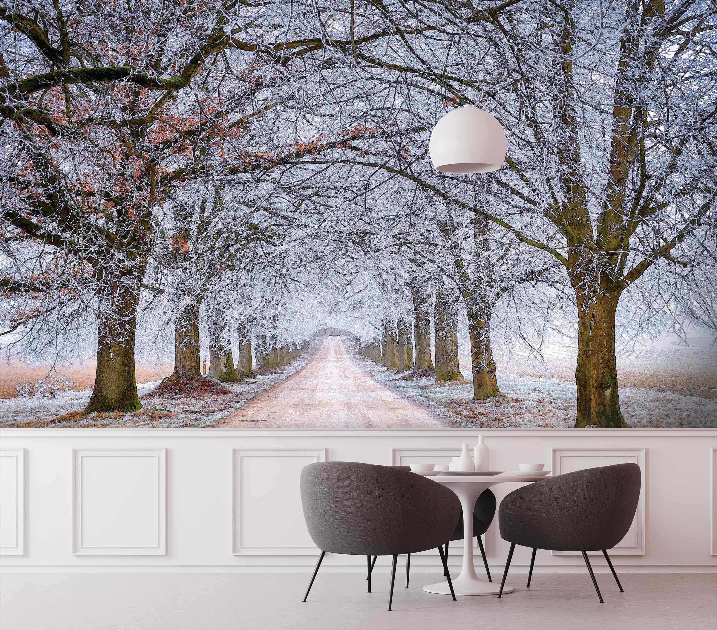 3D Snow Trees Path 9122 Alius Herb Wall Mural Wall Murals