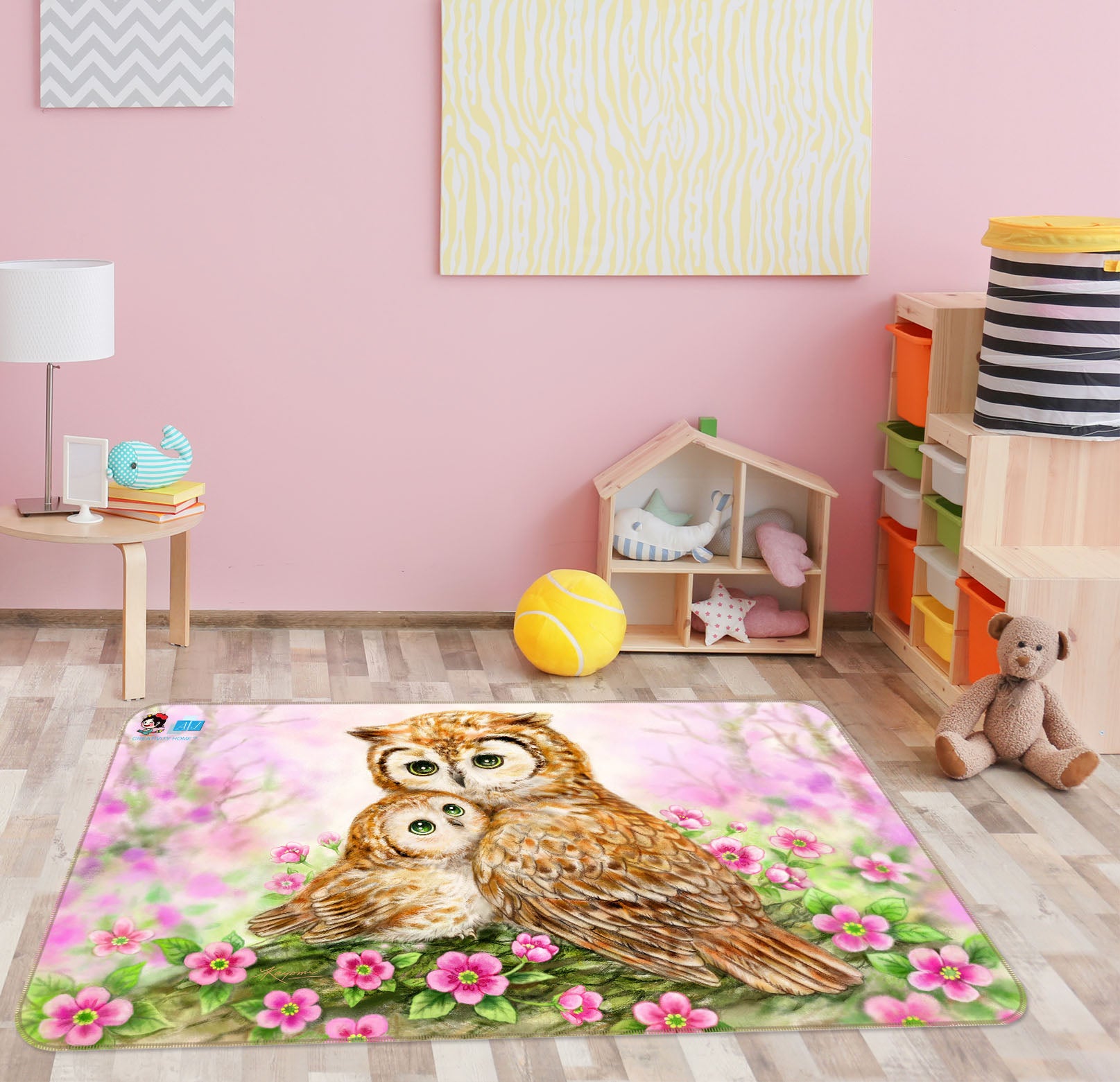 3D Cartoon Owl 5735 Kayomi Harai Rug Non Slip Rug Mat