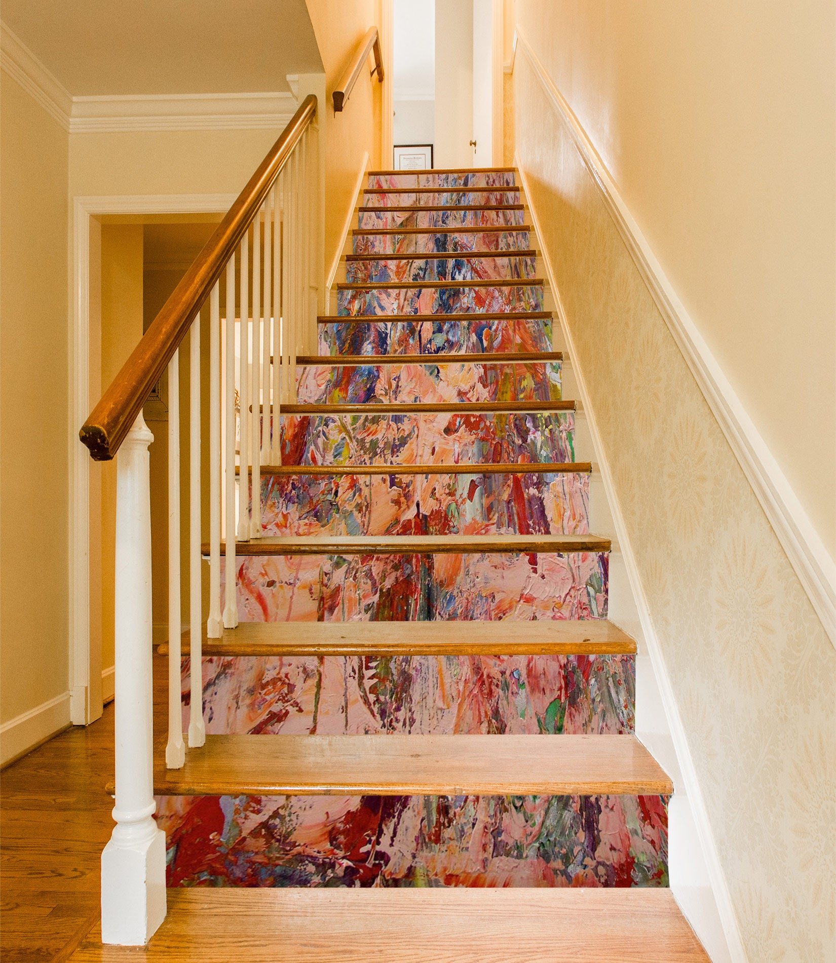 3D Pink Pattern Oil Painting 9087 Allan P. Friedlander Stair Risers