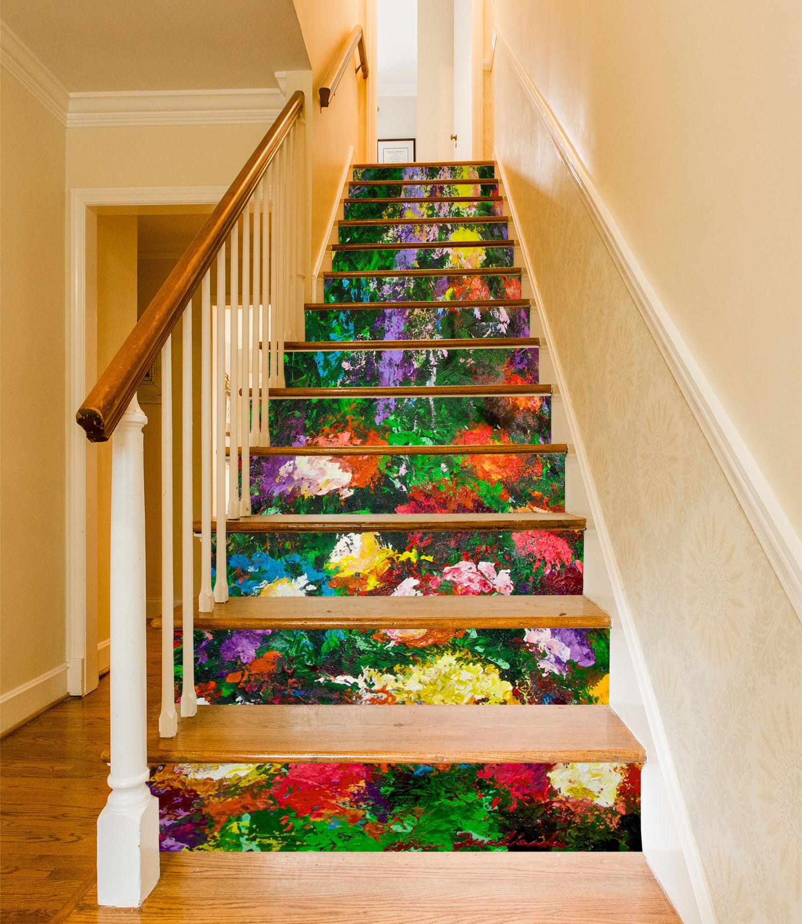 3D Painting Colorful Flowers 9025 Allan P. Friedlander Stair Risers