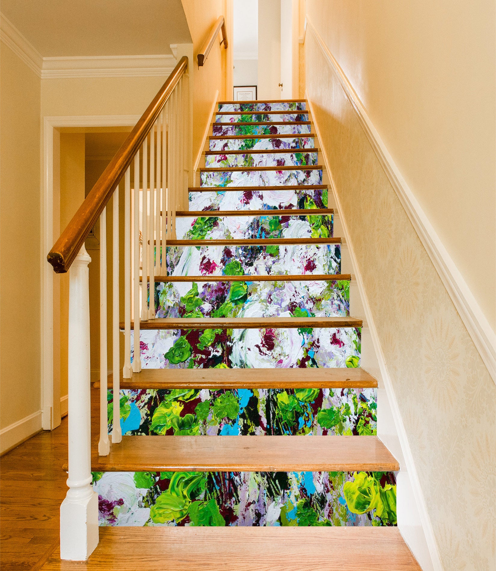 3D White Flower Garden 9074 Allan P. Friedlander Stair Risers