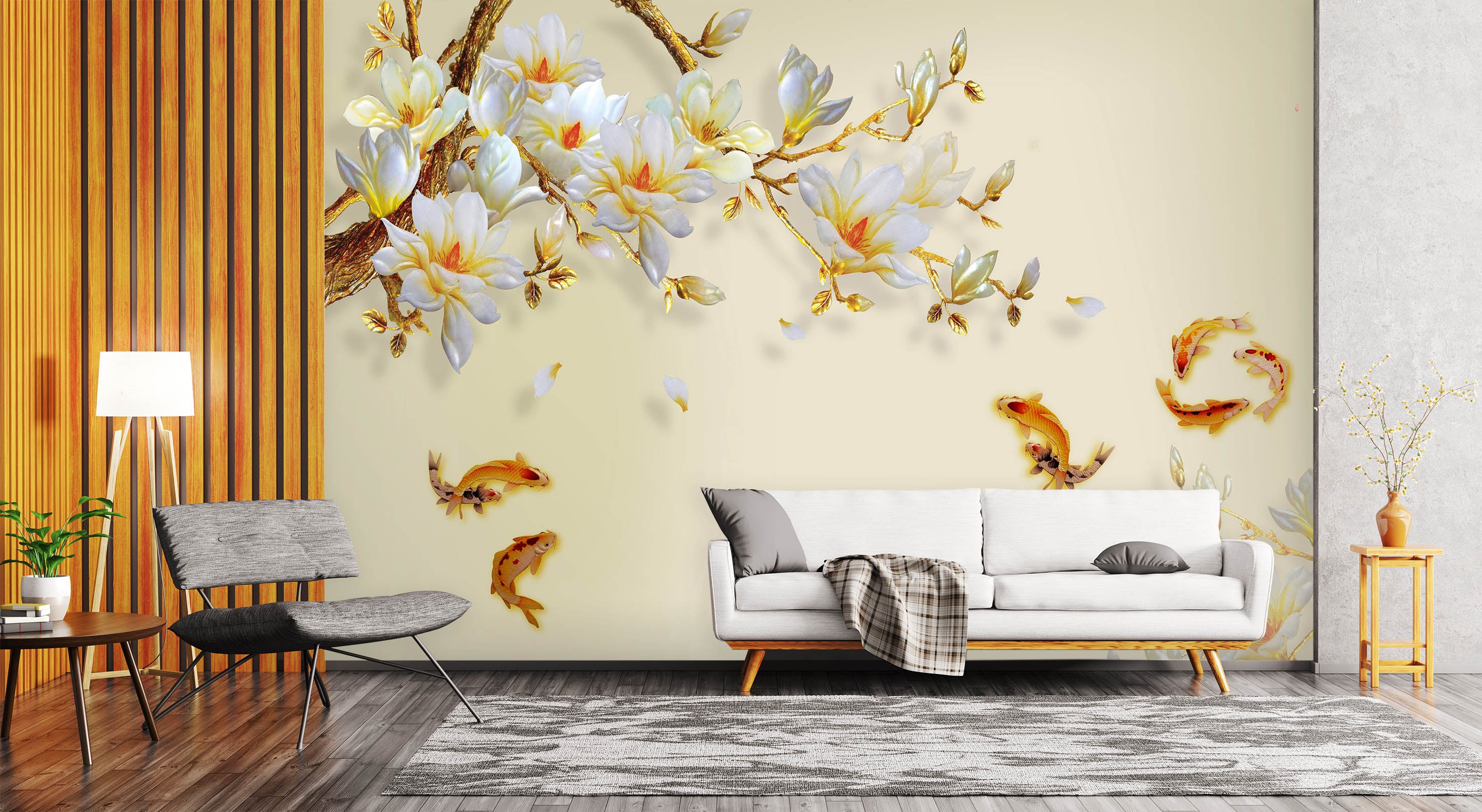 3D Flower Fish 1603 Wall Murals