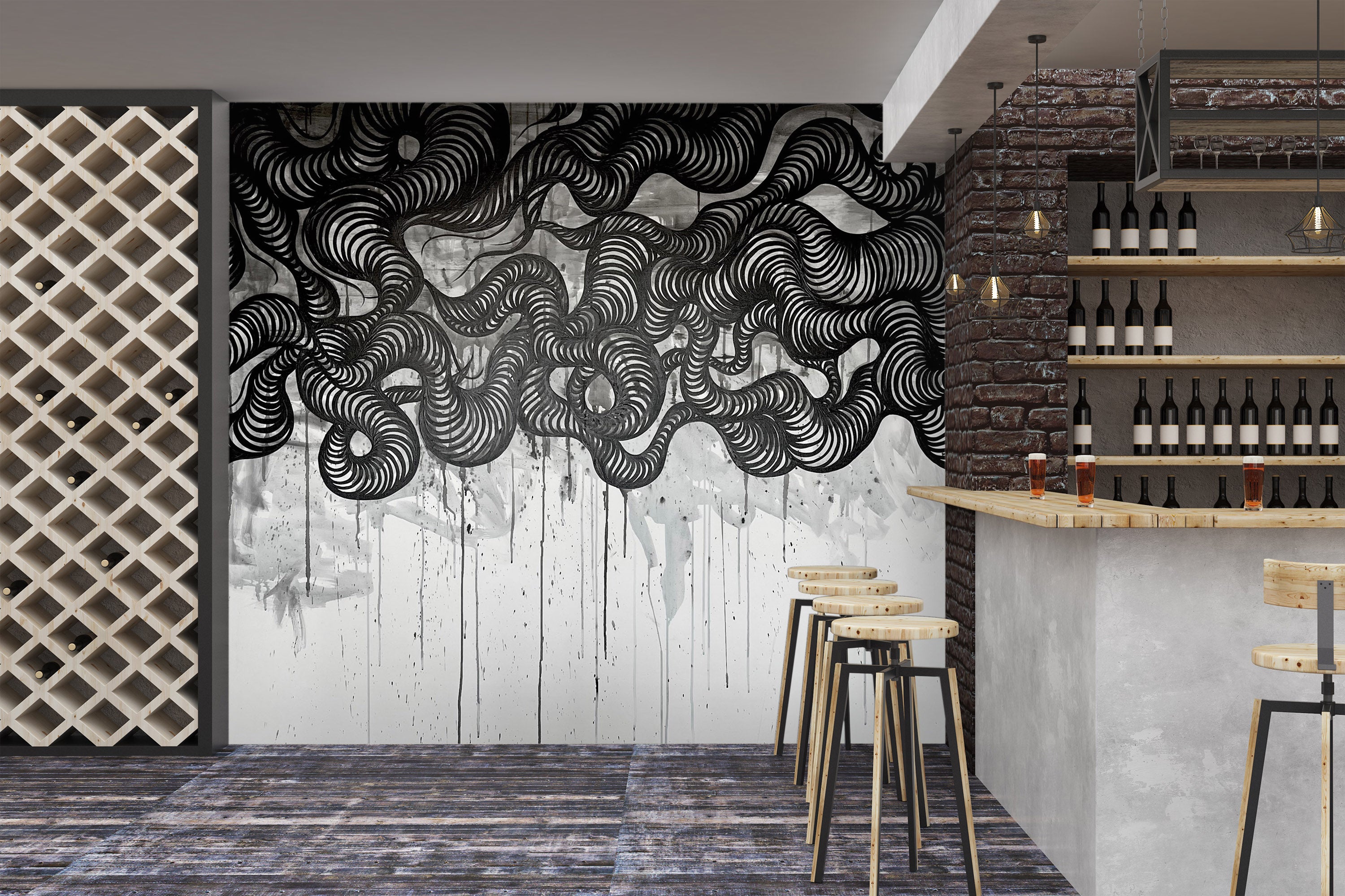 3D Black Sketch 1279 Jacqueline Reynoso Wall Mural Wall Murals