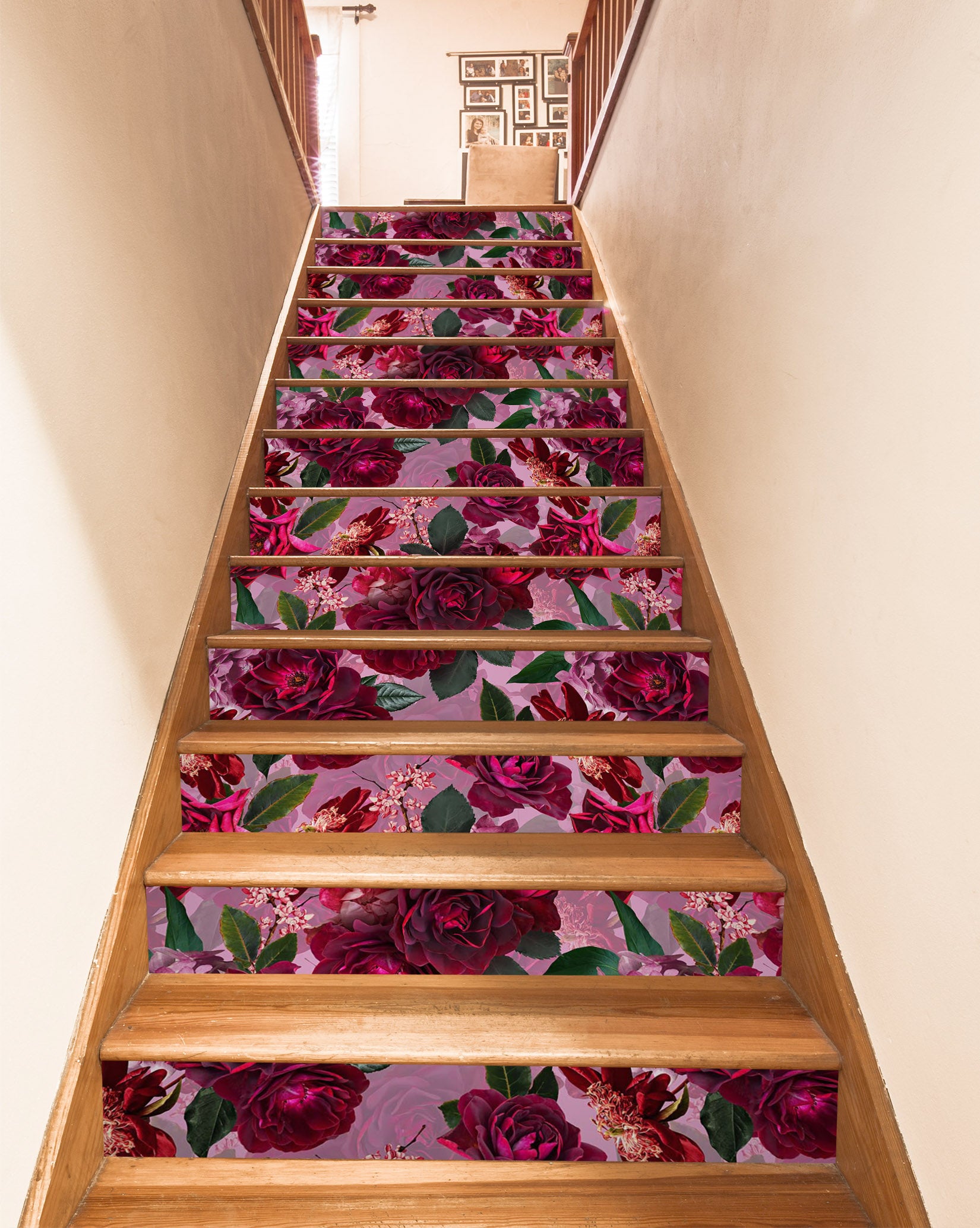 3D Pink Red Flower Pattern 103221 Uta Naumann Stair Risers