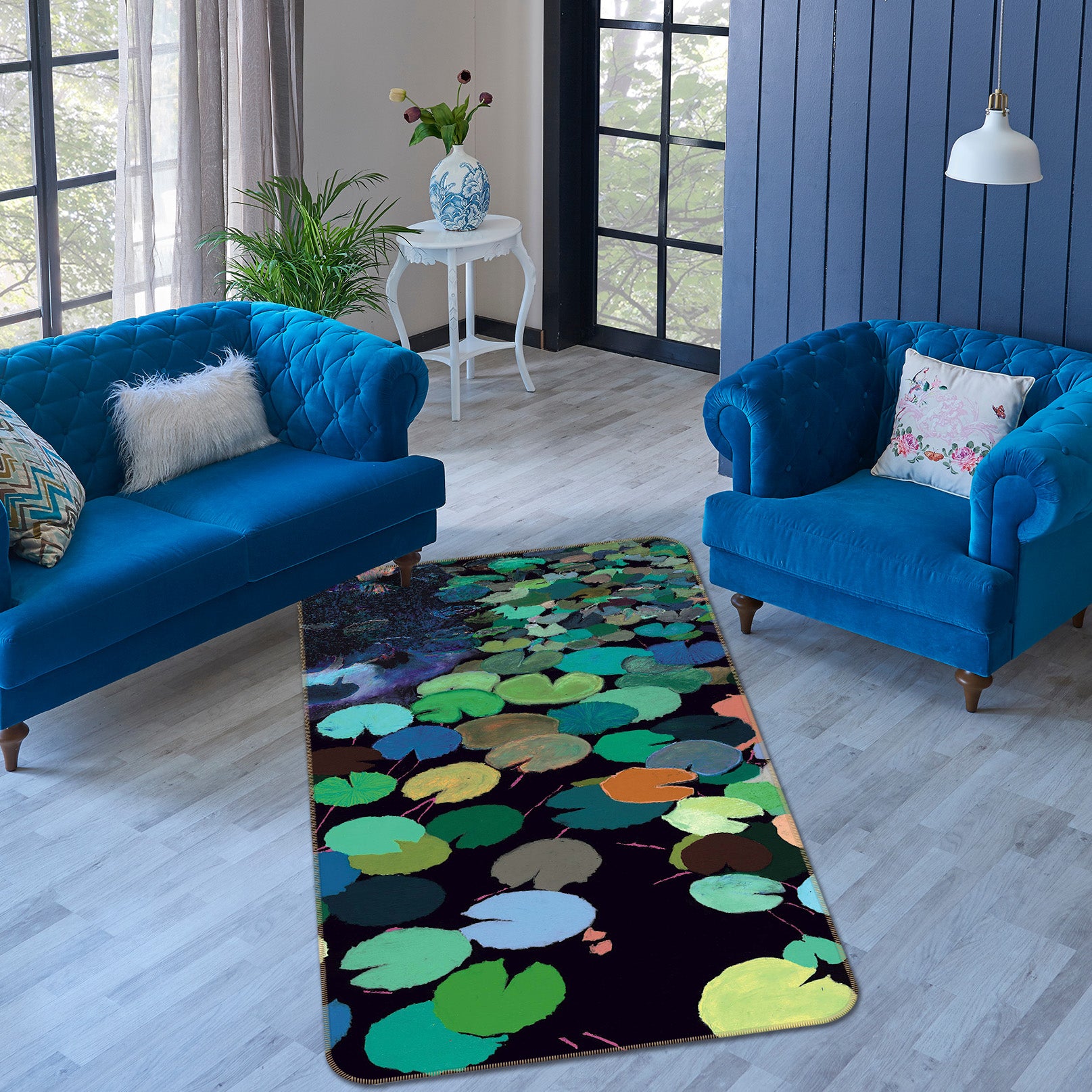 3D Color Lotus Leaf 3010 Allan P. Friedlander Rug Non Slip Rug Mat