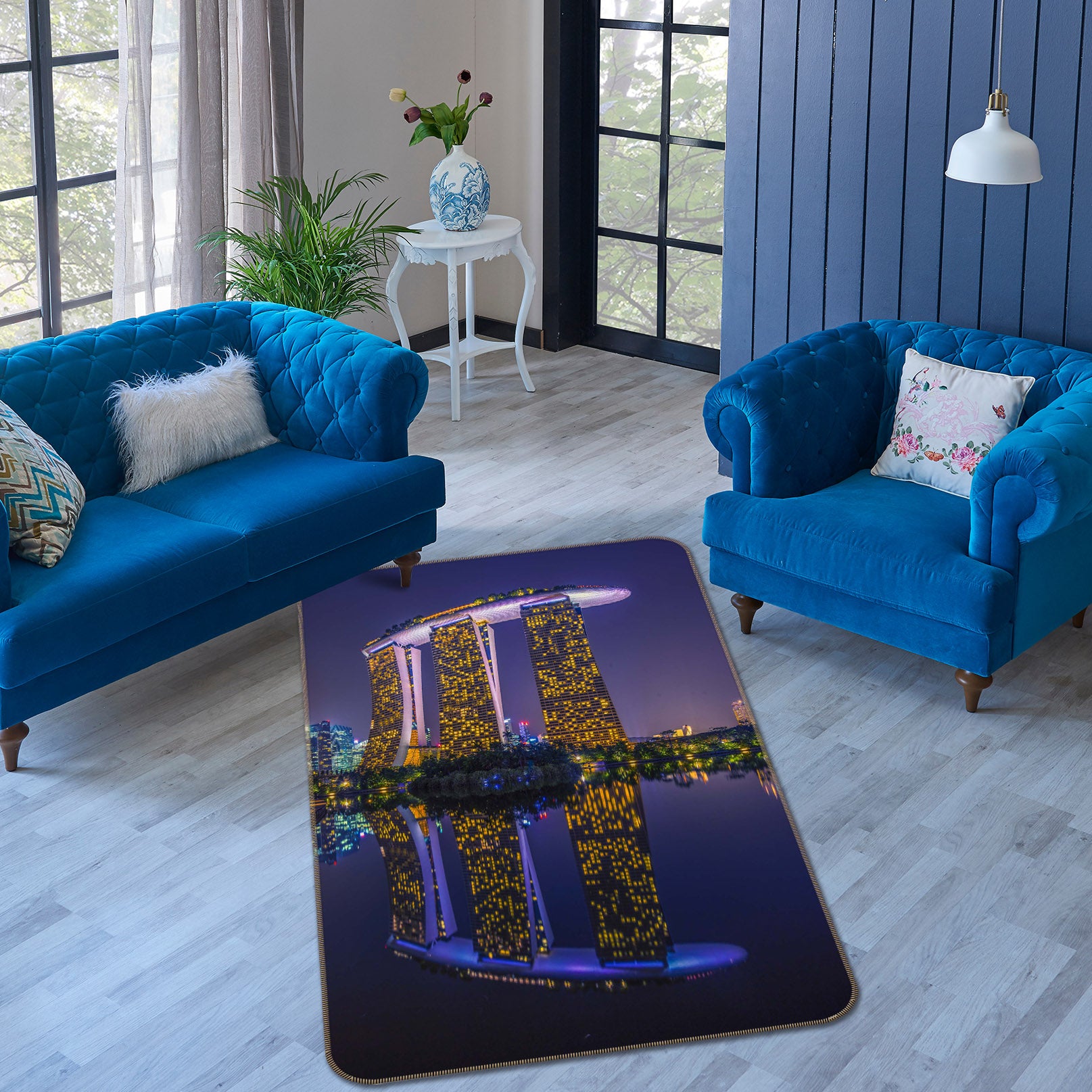 3D Night City 1115 Marco Carmassi Rug Non Slip Rug Mat