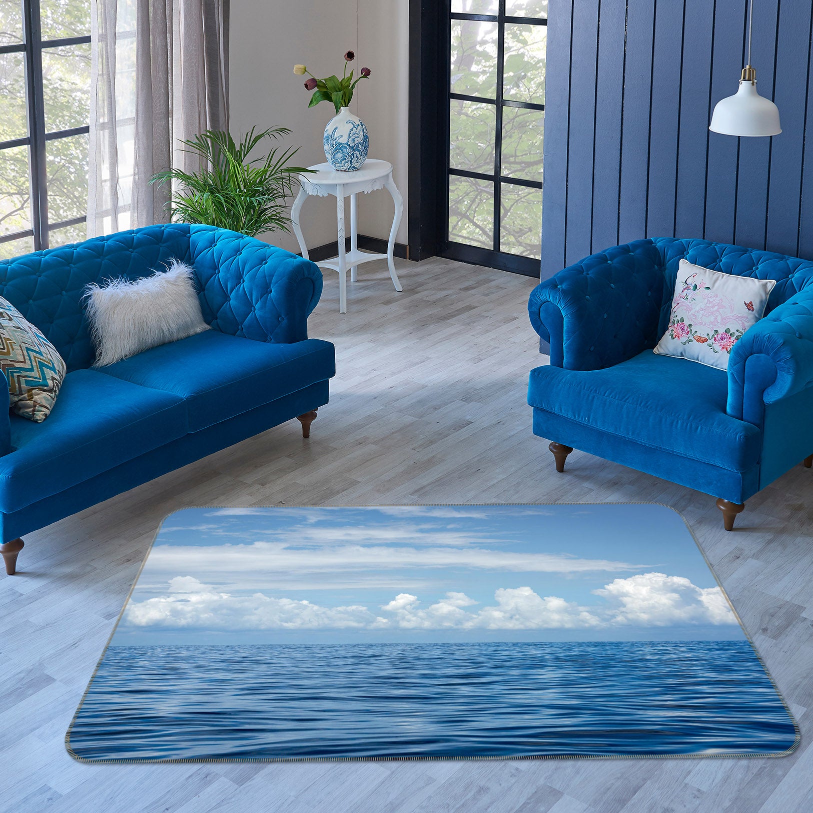 3D Blue Ocean Waves 1103 Marco Carmassi Rug Non Slip Rug Mat