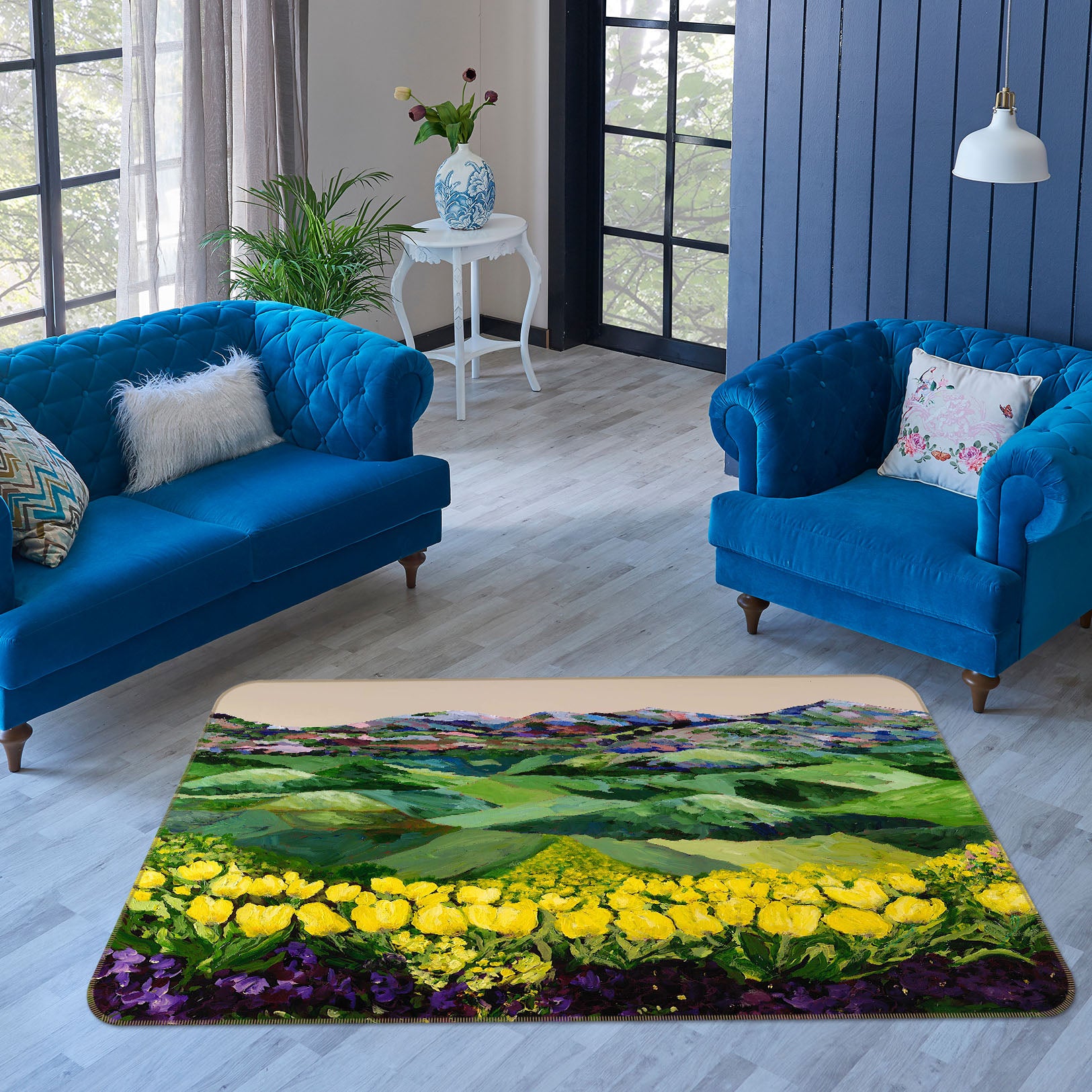 3D Summer Flowers 1014 Allan P. Friedlander Rug Non Slip Rug Mat