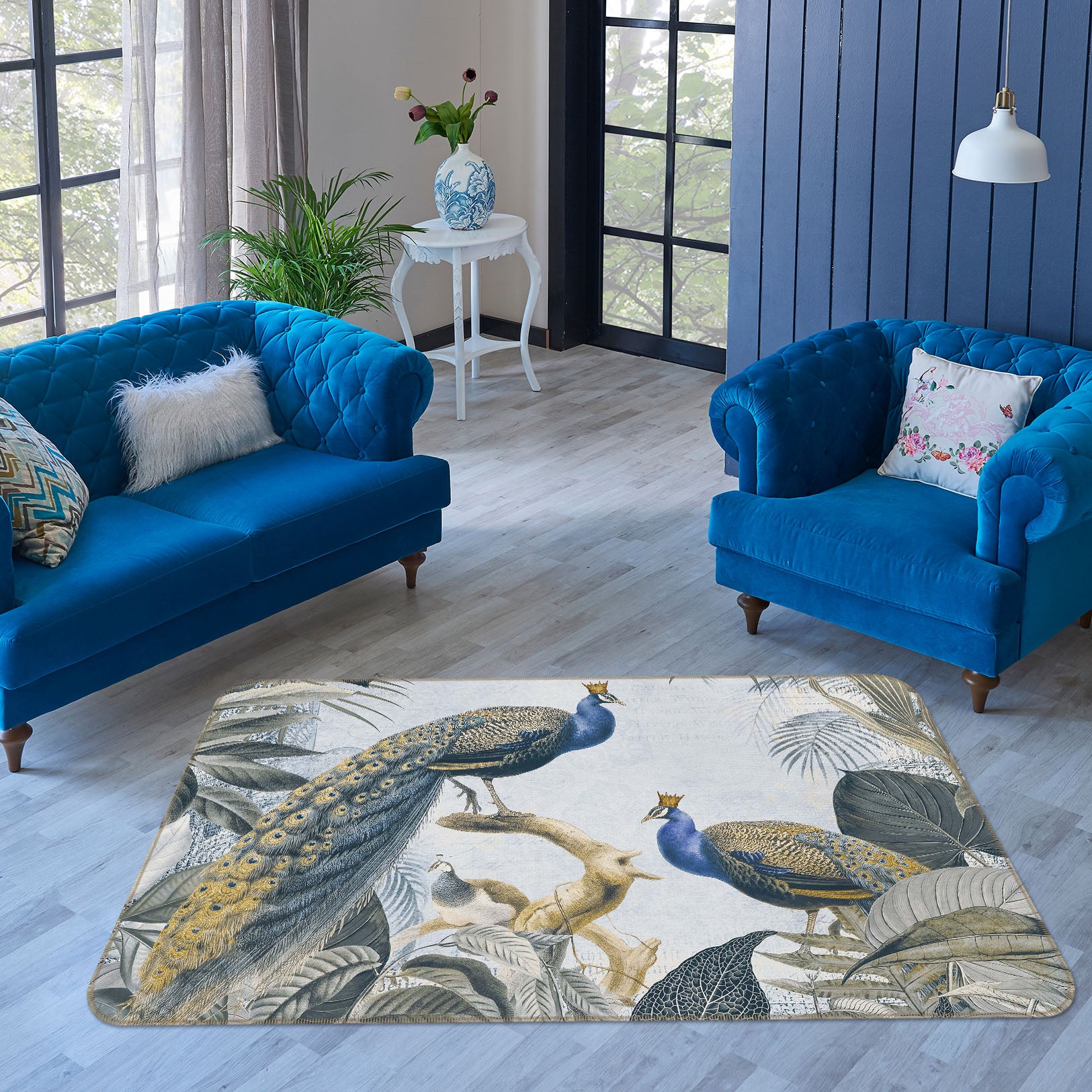 3D Peacock Forest 1013 Andrea haase Rug Non Slip Rug Mat