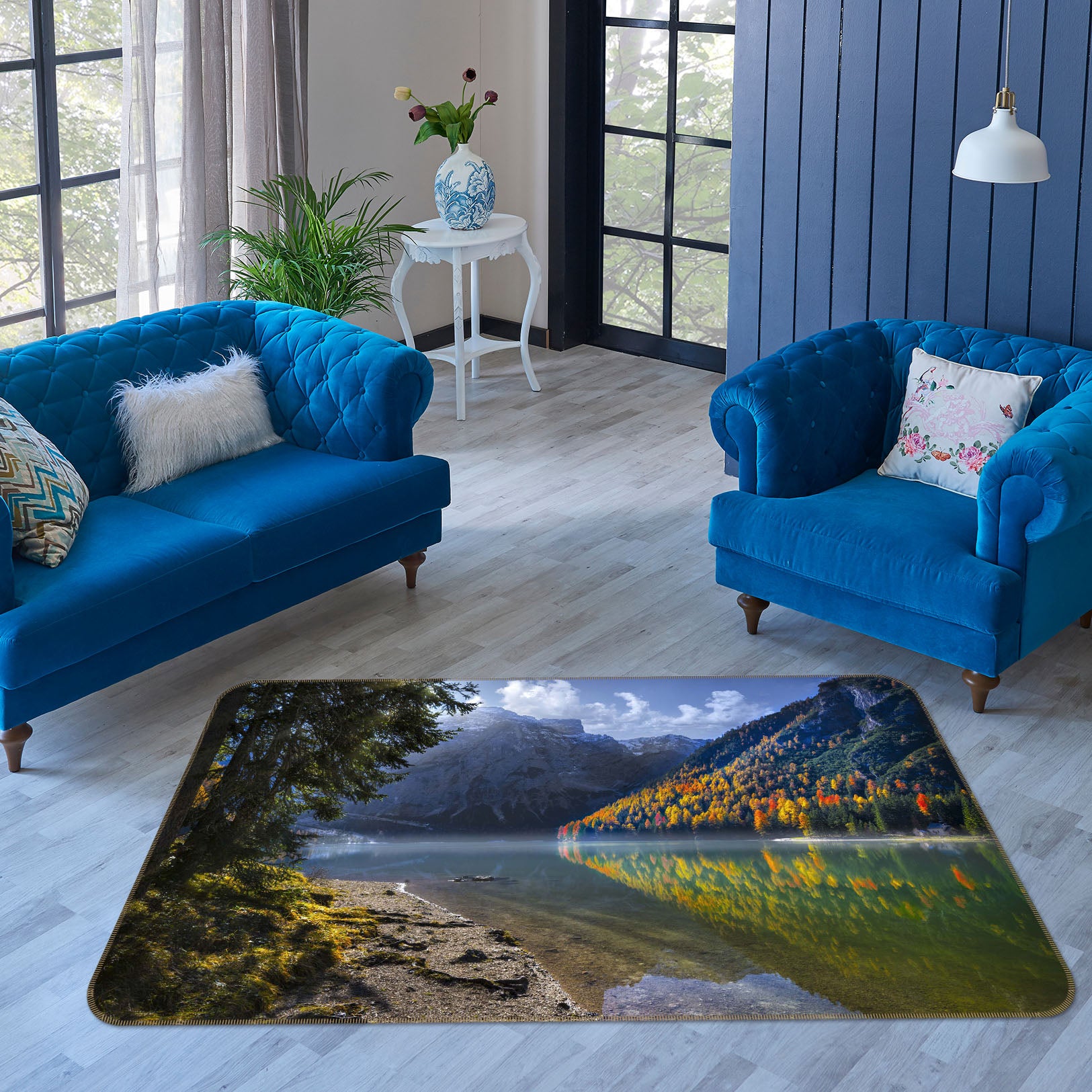 3D Forest Lake 1065 Marco Carmassi Rug Non Slip Rug Mat