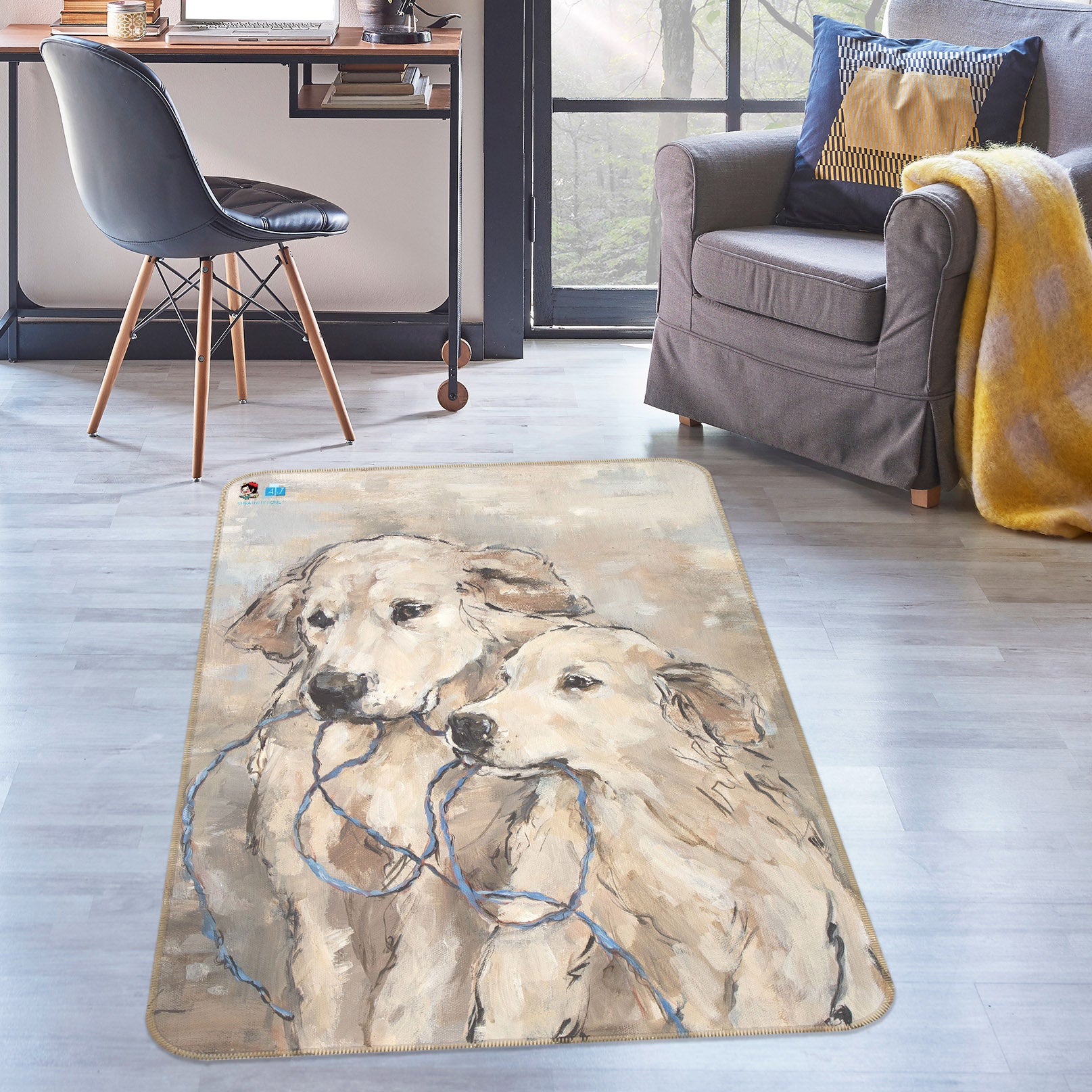 3D Dog 0174 Debi Coules Rug Non Slip Rug Mat