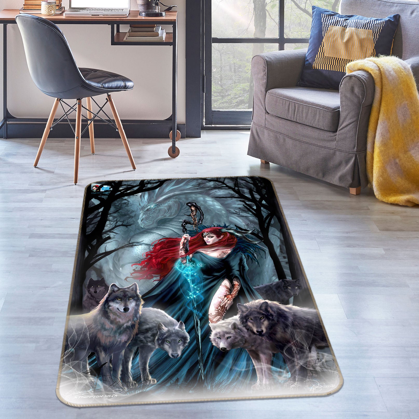 3D Dragon Woman 8250 Ruth Thompson Rug Non Slip Rug Mat