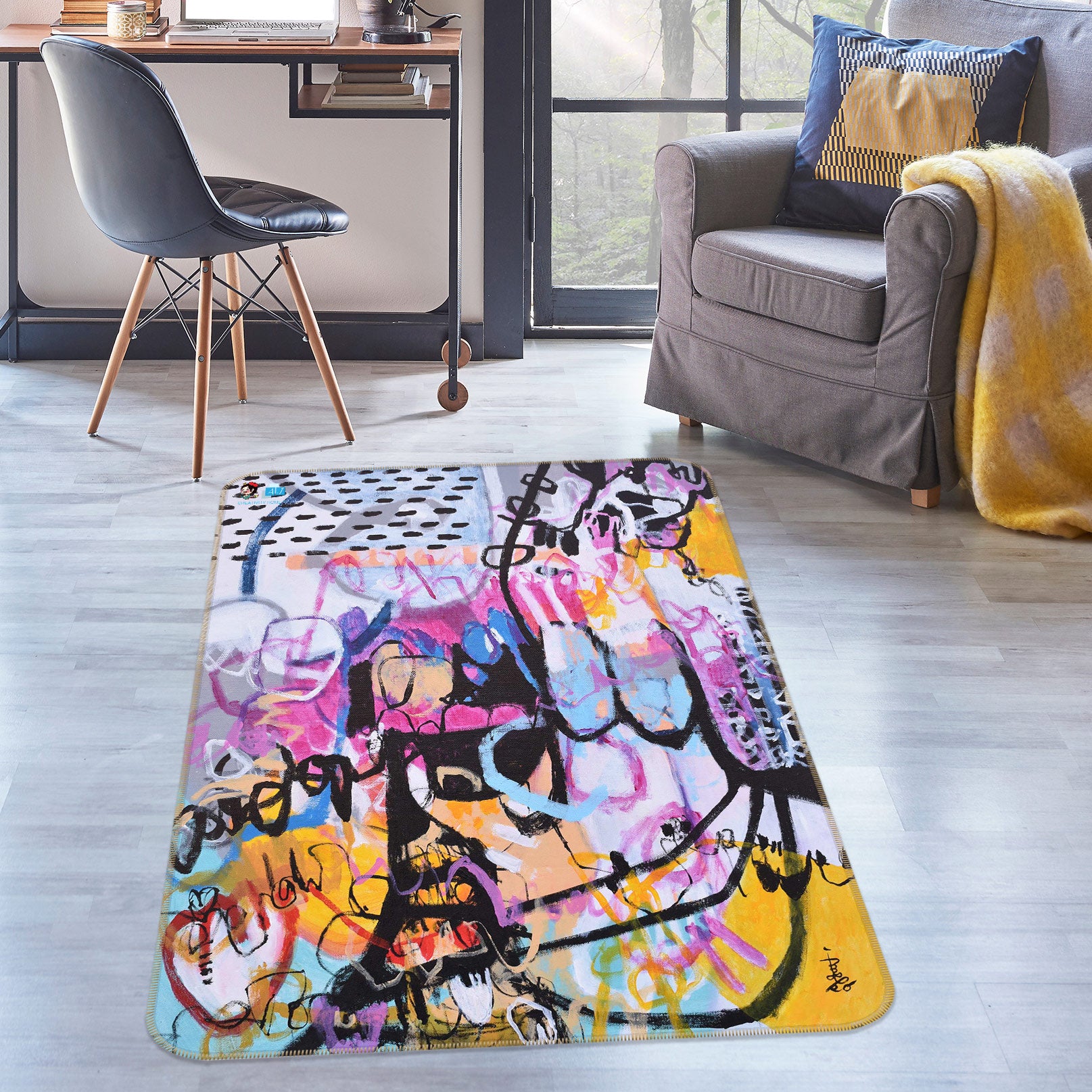 3D Colored Lines Texture 123140 Misako Chida Rug Non Slip Rug Mat