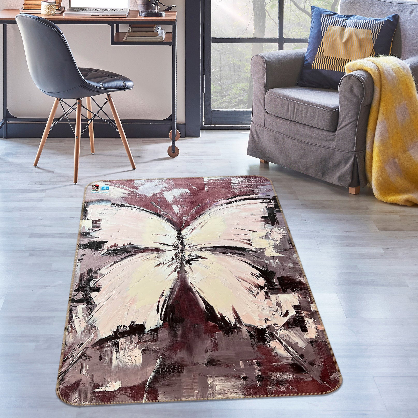 3D Painted Butterfly 3846 Skromova Marina Rug Non Slip Rug Mat