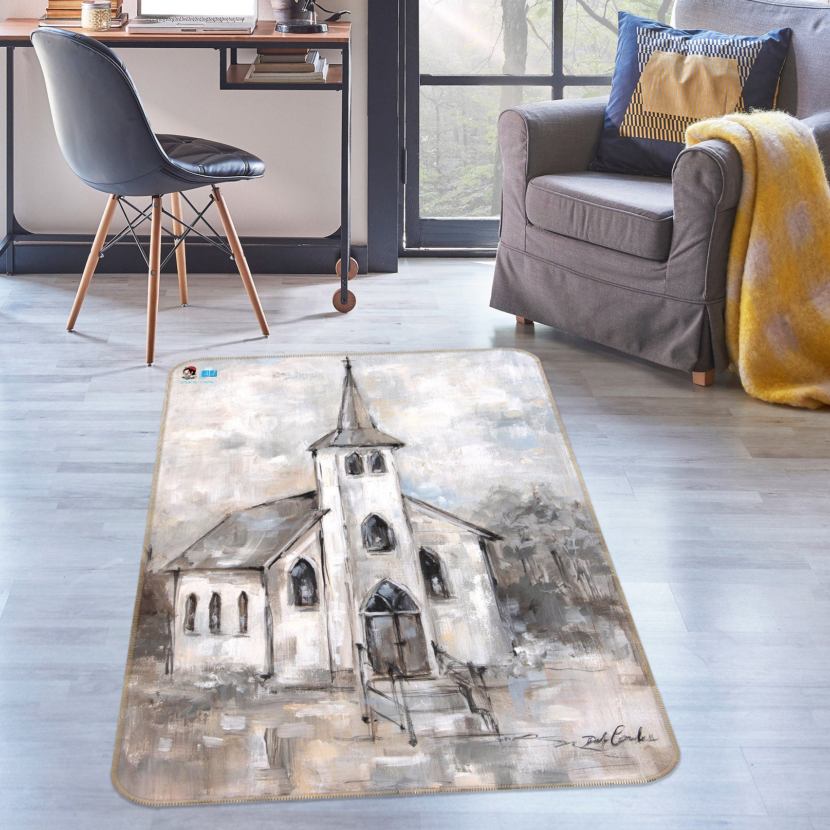 3D Houses 0193 Debi Coules Rug Non Slip Rug Mat