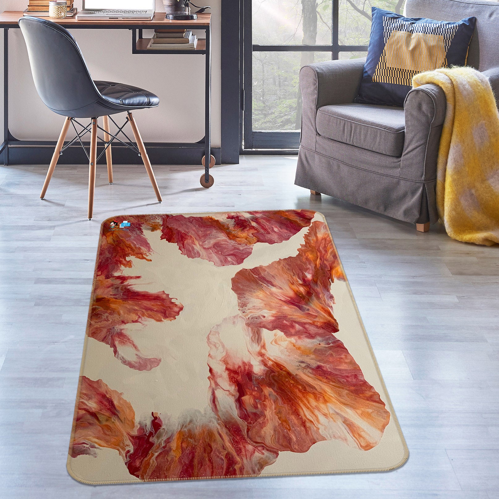 3D Red-Brown 40022 Valerie Latrice Rug Non Slip Rug Mat