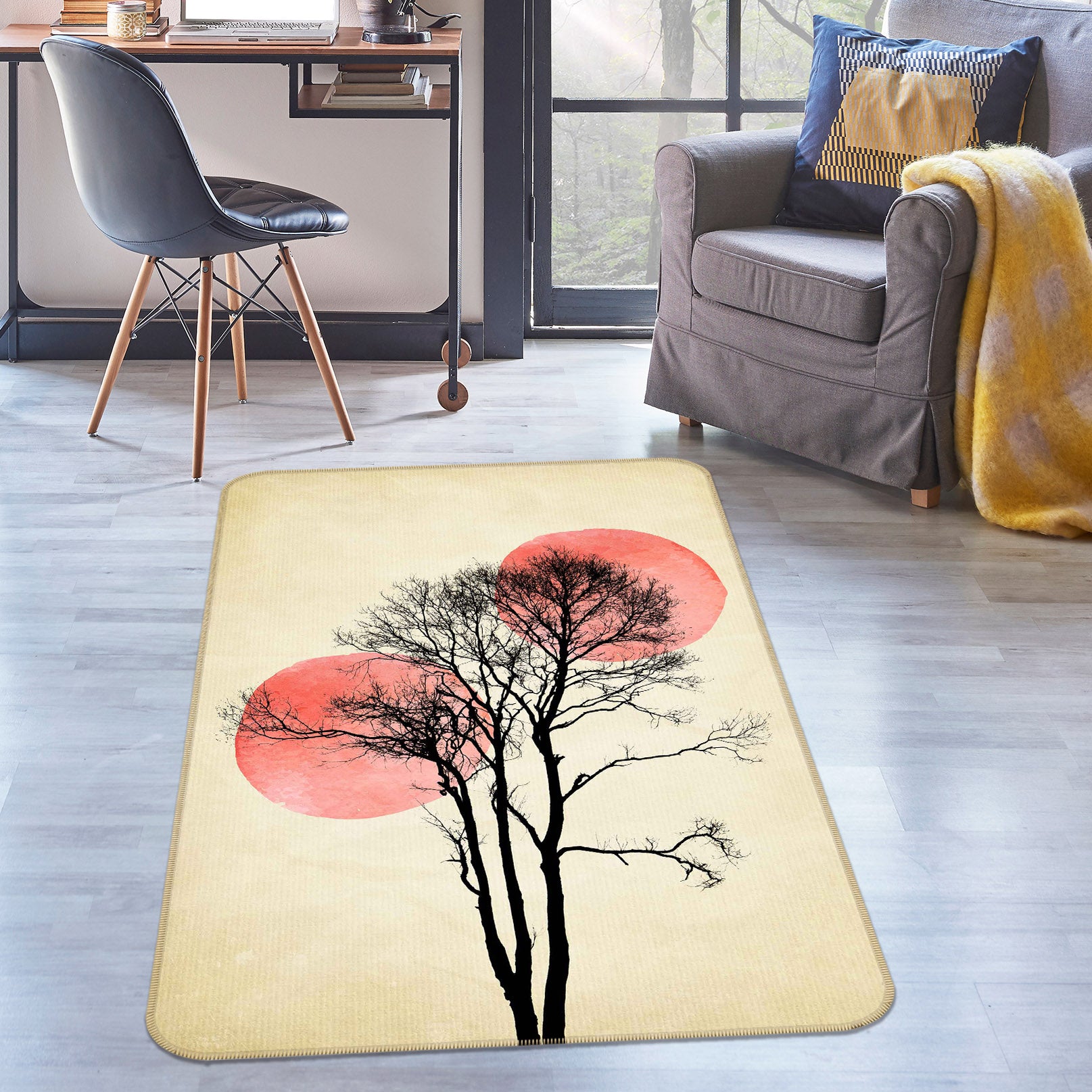 3D Moon Hiding 1011 Boris Draschoff Rug Non Slip Rug Mat