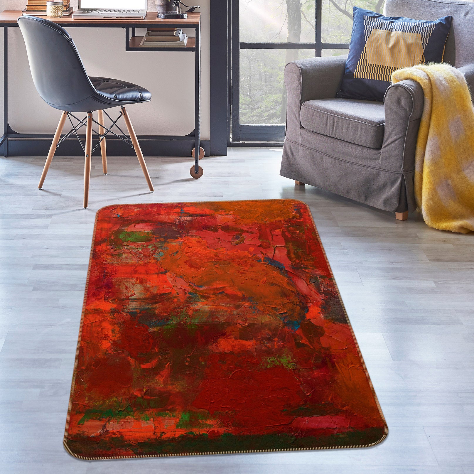 3D Red Manor 1020 Allan P. Friedlander Rug Non Slip Rug Mat