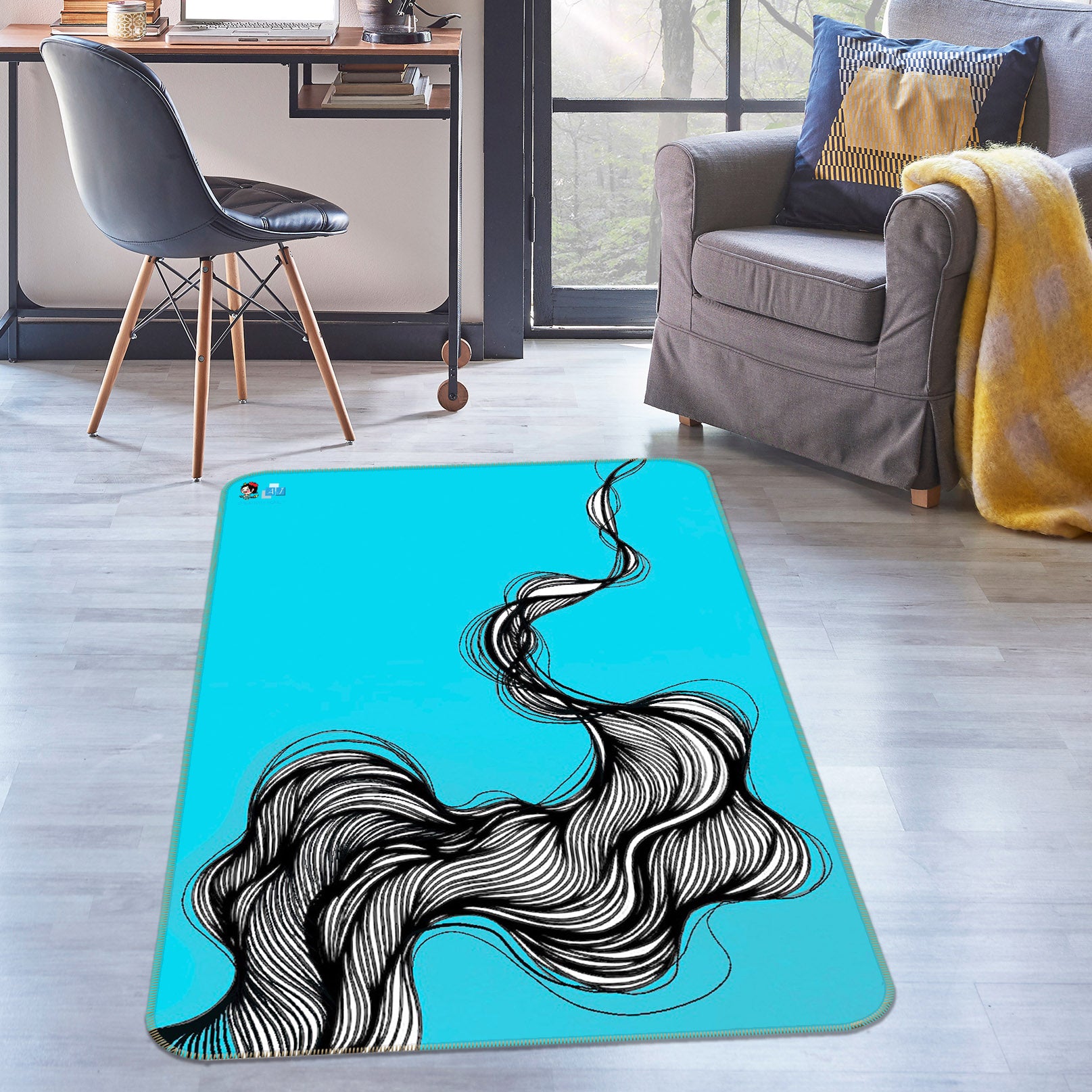 3D Black Lines 8211 Jacqueline Reynoso Rug Non Slip Rug Mat